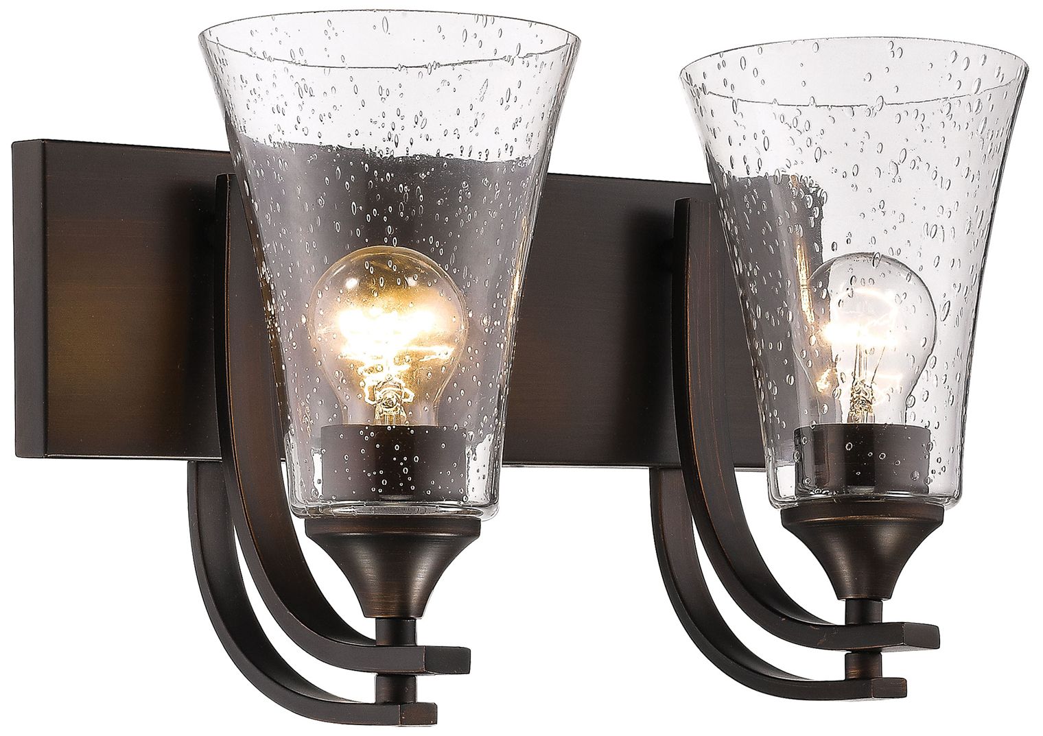 Millennium Natalie 2-Light 14.5" Rubbed Bronze Vanity Light with Shade
