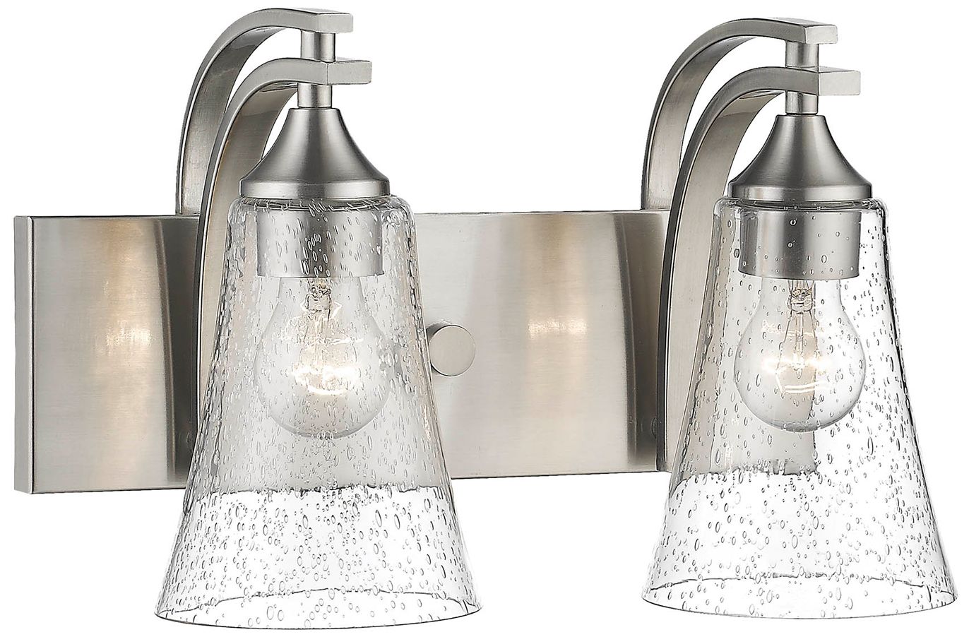 Millennium Natalie 2-Light 14.5" Satin Nickel Vanity Light with Glass Shade