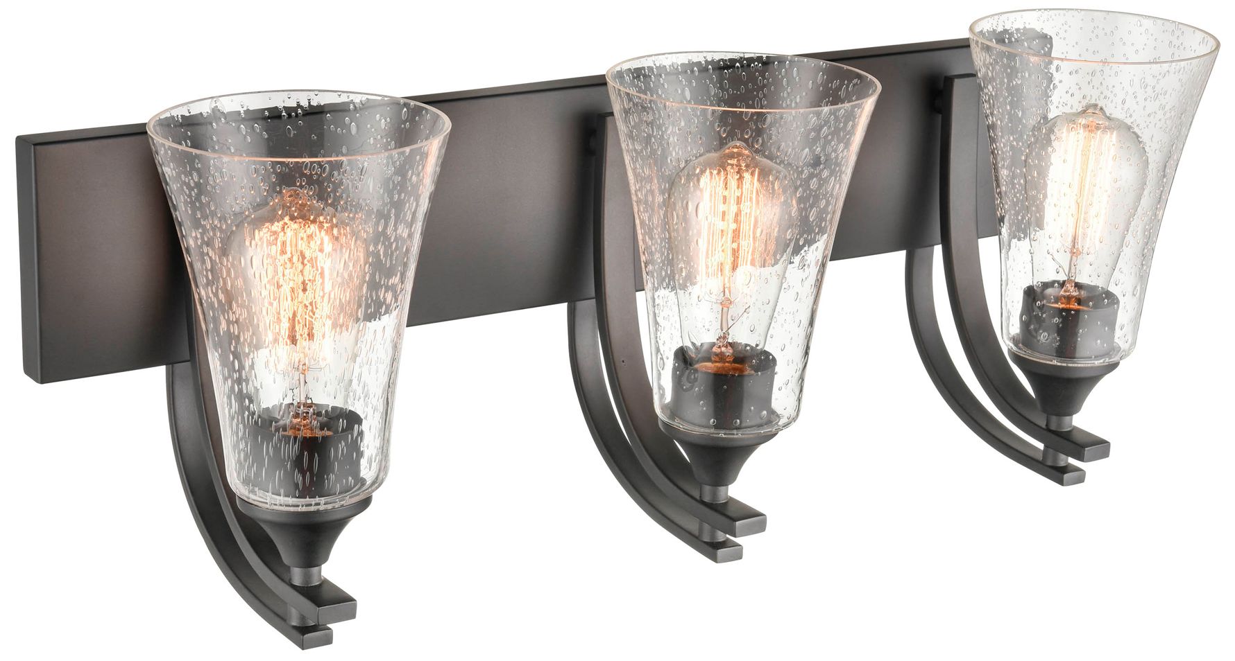 Millennium Natalie 3-Light 24" Matte Black Vanity Light with Glass Shade