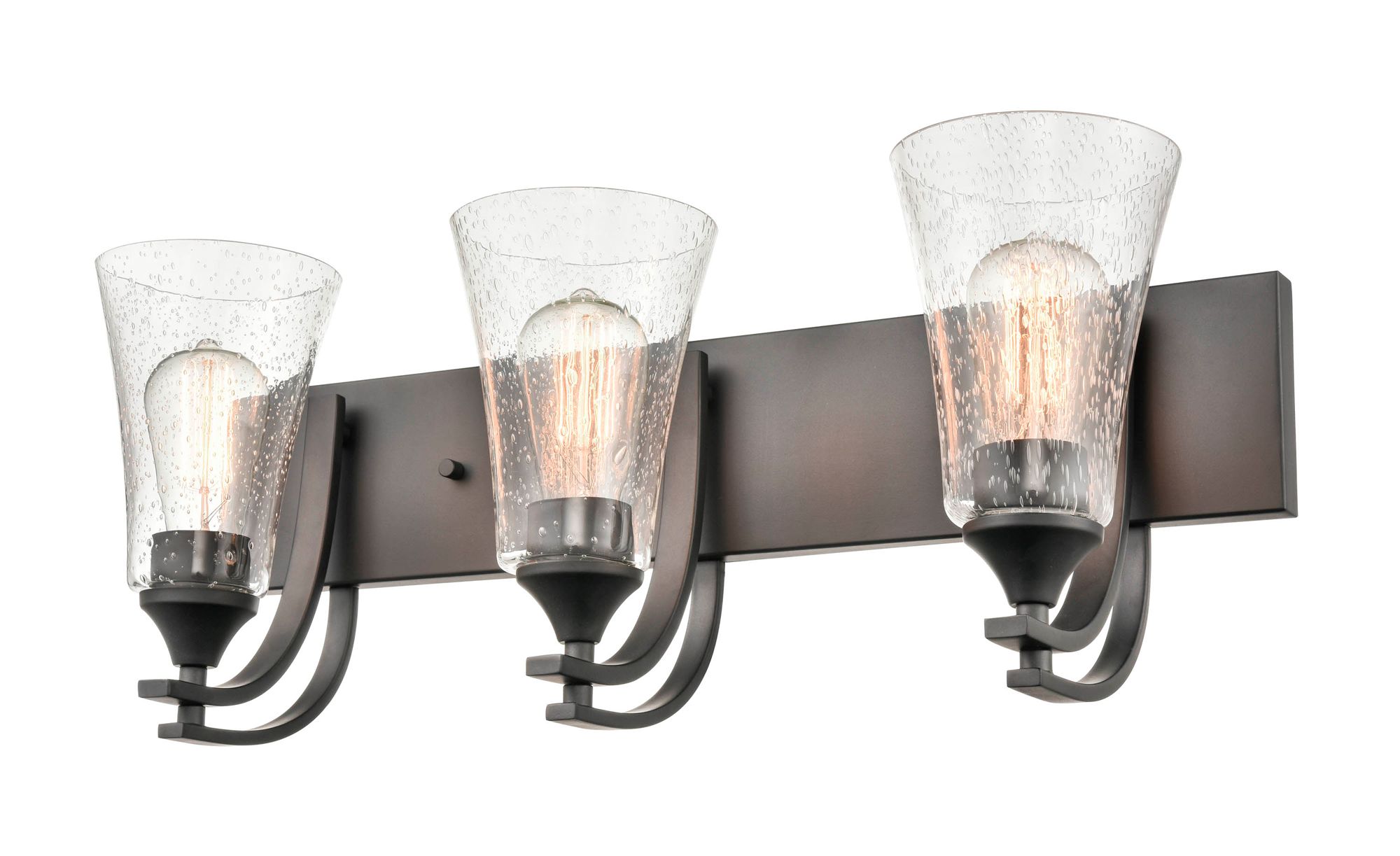 Image 2 Millennium Natalie 3-Light 24" Matte Black Vanity Light with Glass Shade more views