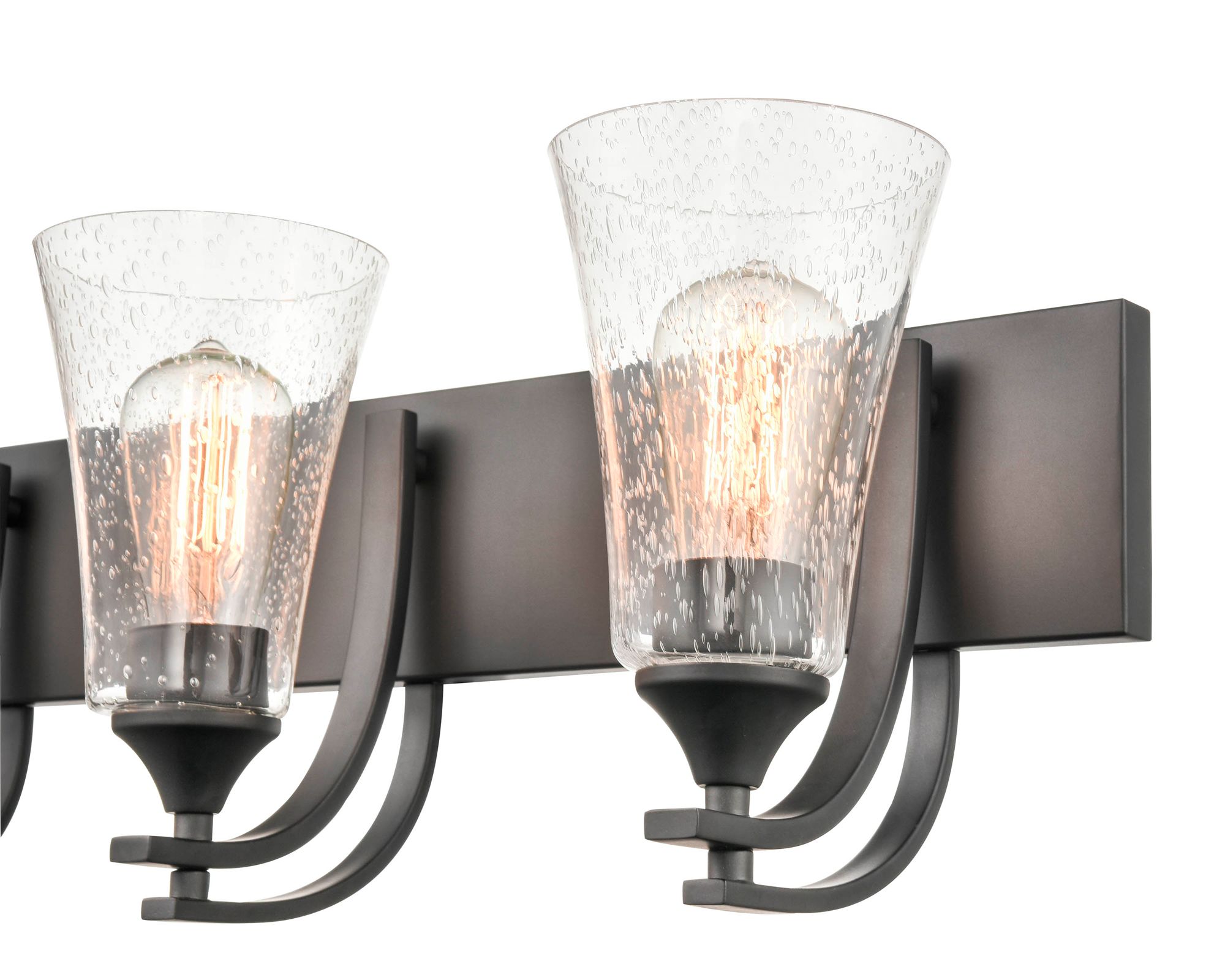 Image 3 Millennium Natalie 3-Light 24" Matte Black Vanity Light with Glass Shade more views