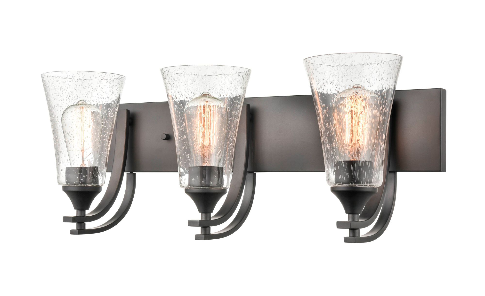 Image 5 Millennium Natalie 3-Light 24" Matte Black Vanity Light with Glass Shade more views