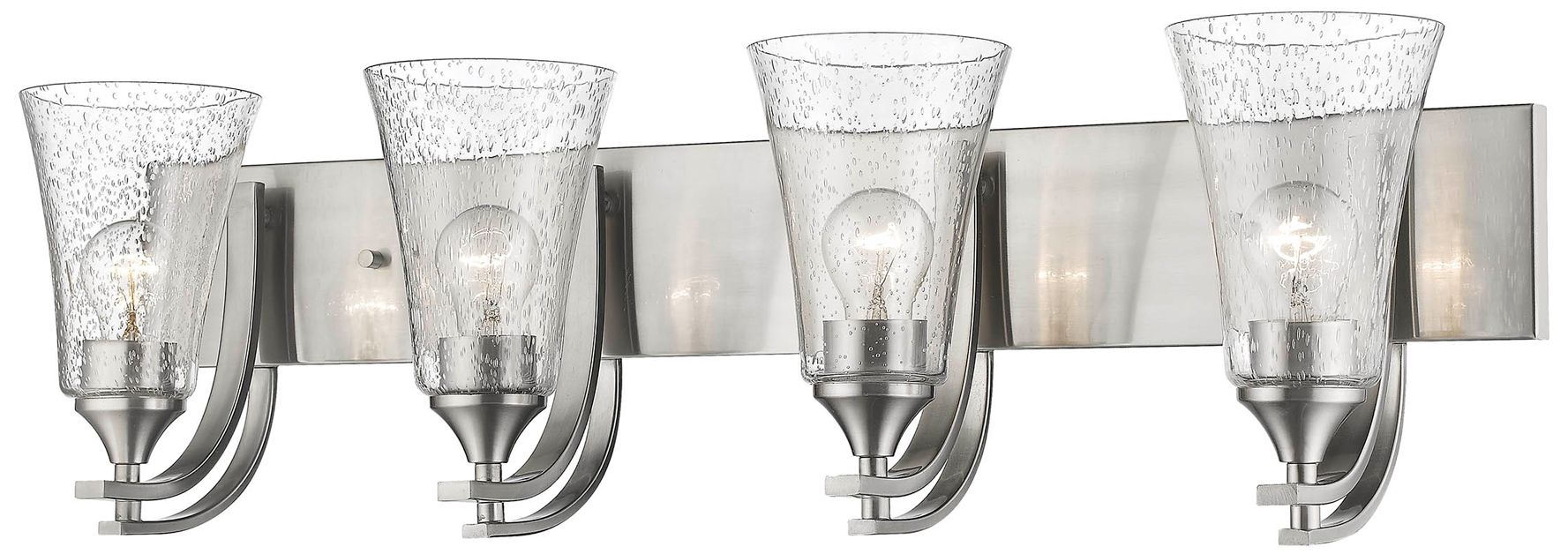 Millennium Natalie 4-Light 32" Satin Nickel Vanity Light with Glass Shade