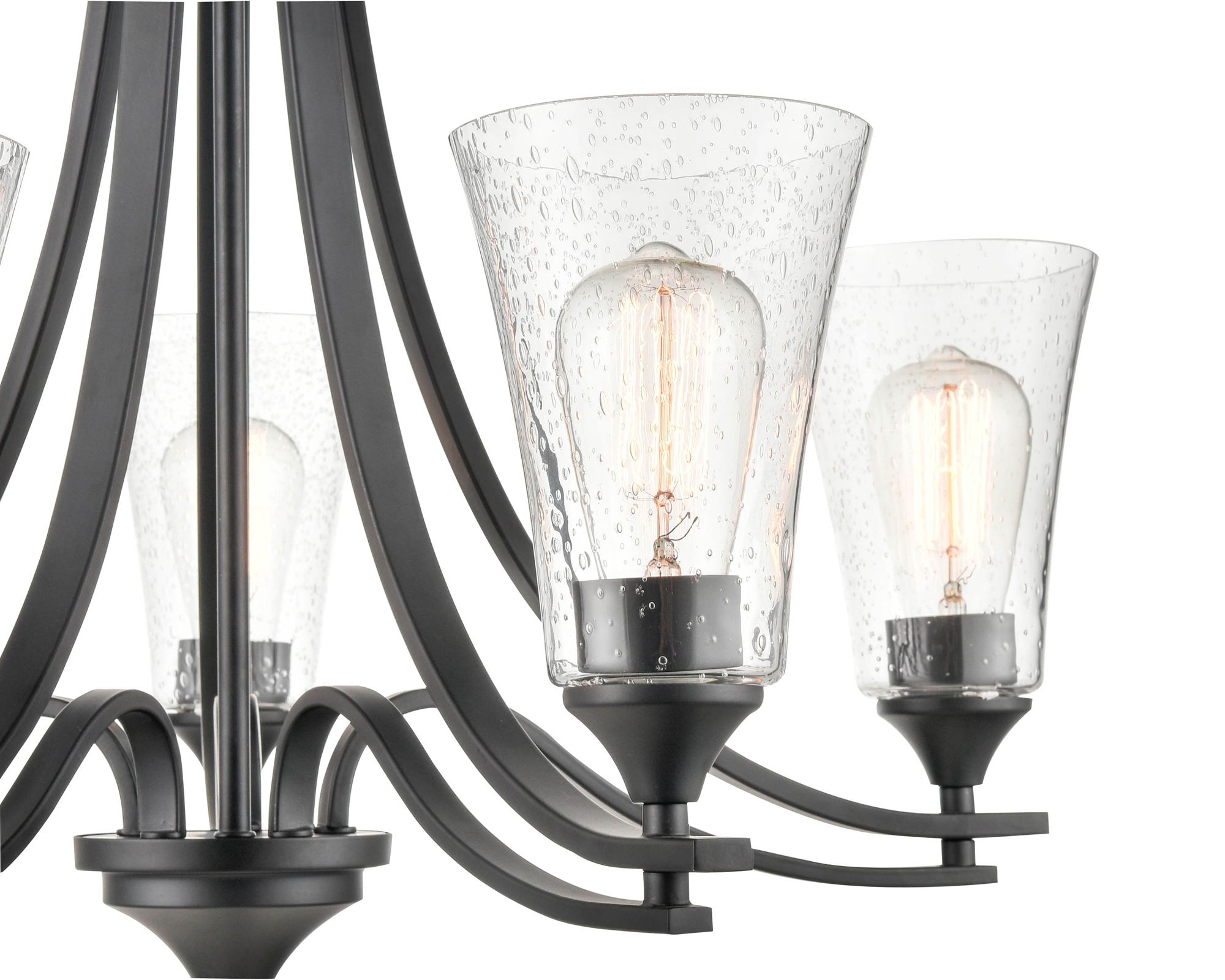 Thumbnail4 of Millennium Natalie 5-Light 27.75" Matte Black Chandelier with Glass Shade more views