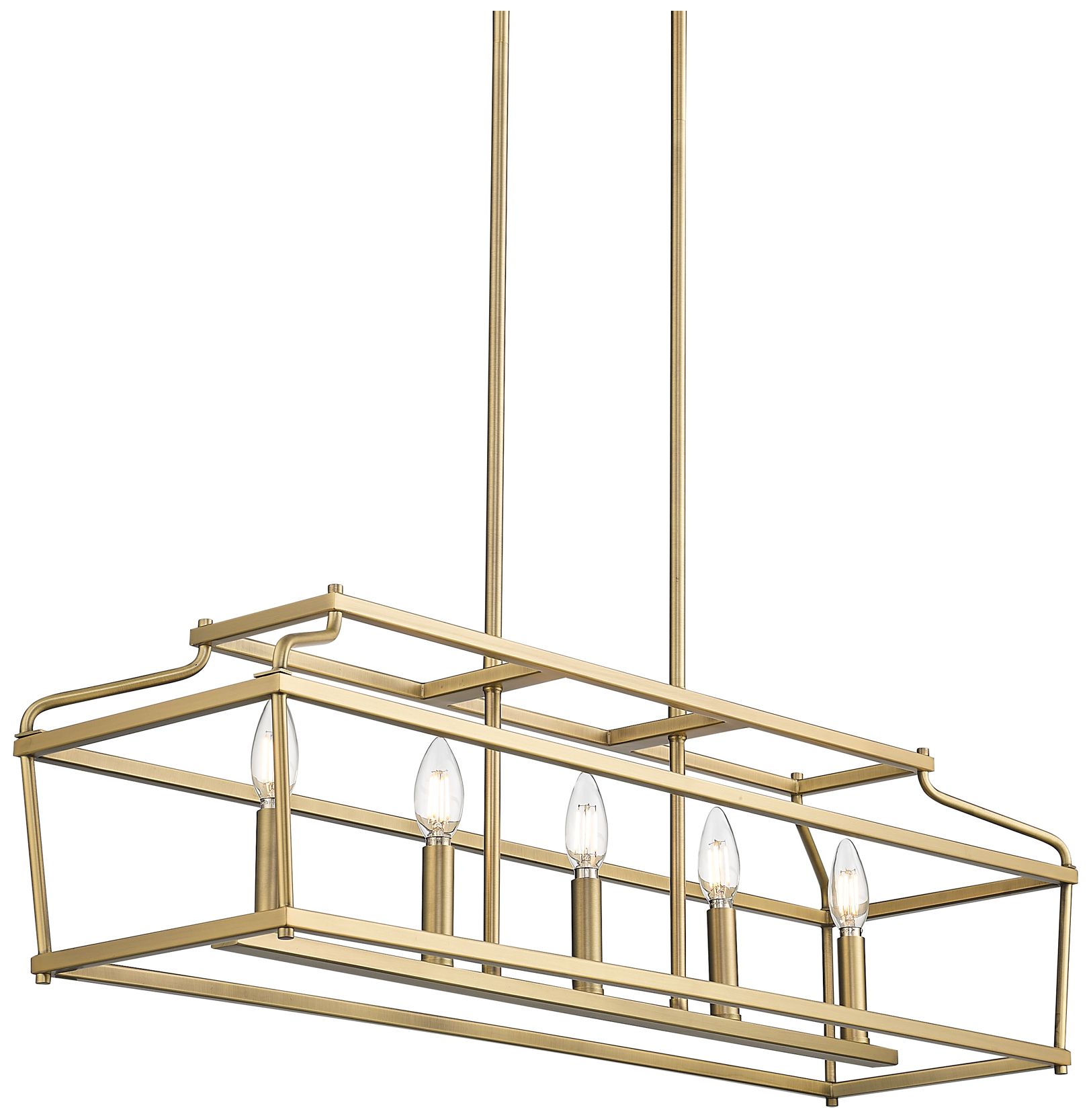 Millennium Nellita 5-Light 34" Vintage Brass Linear Chandelier