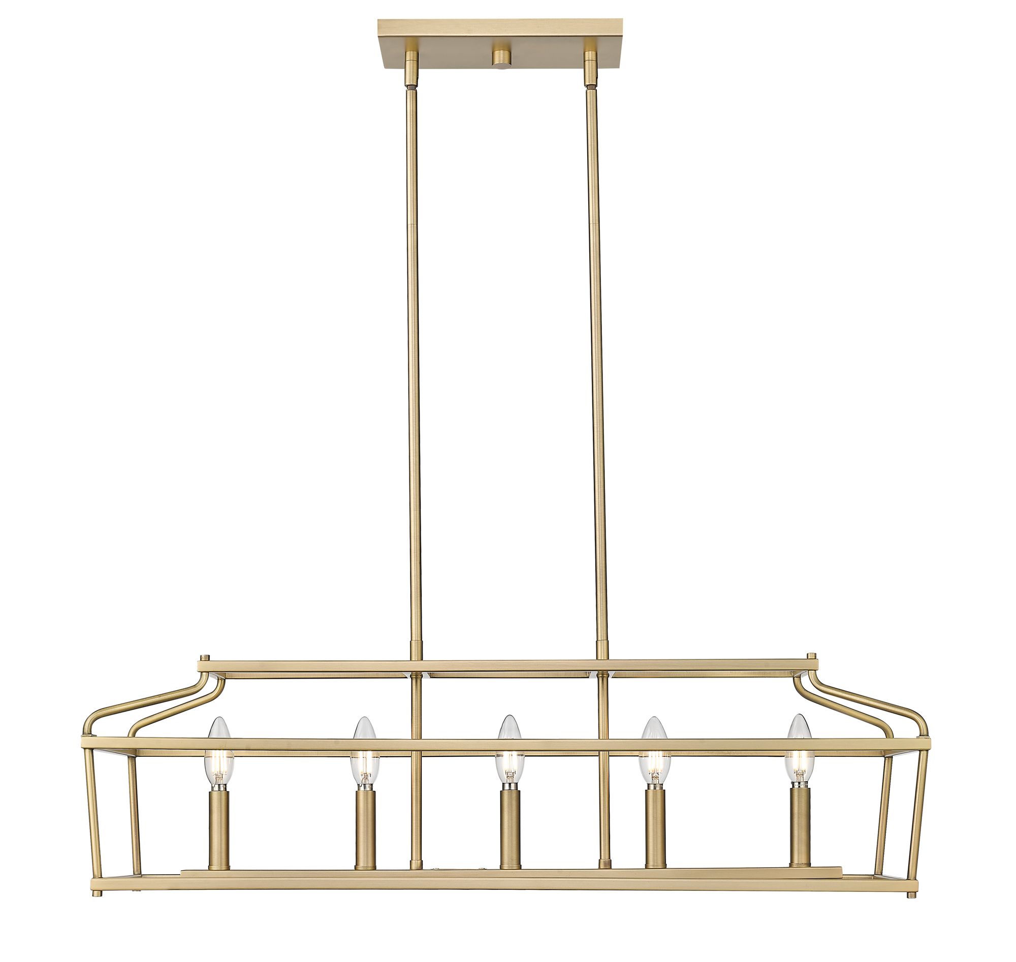 Image 2 Millennium Nellita 5-Light 34" Vintage Brass Linear Chandelier more views