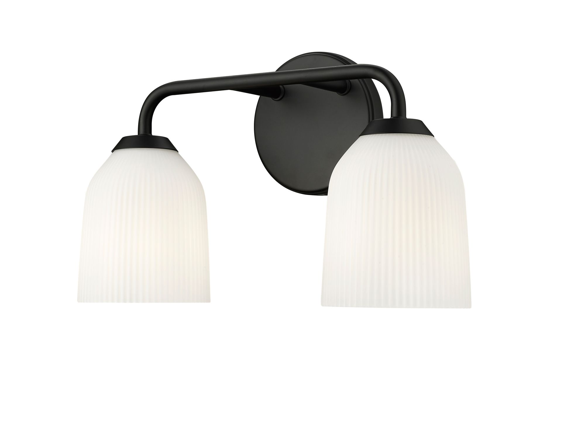 Image 3 Millennium Norah 2-Light 15" Matte Black Vanity Light with Glass Shade more views