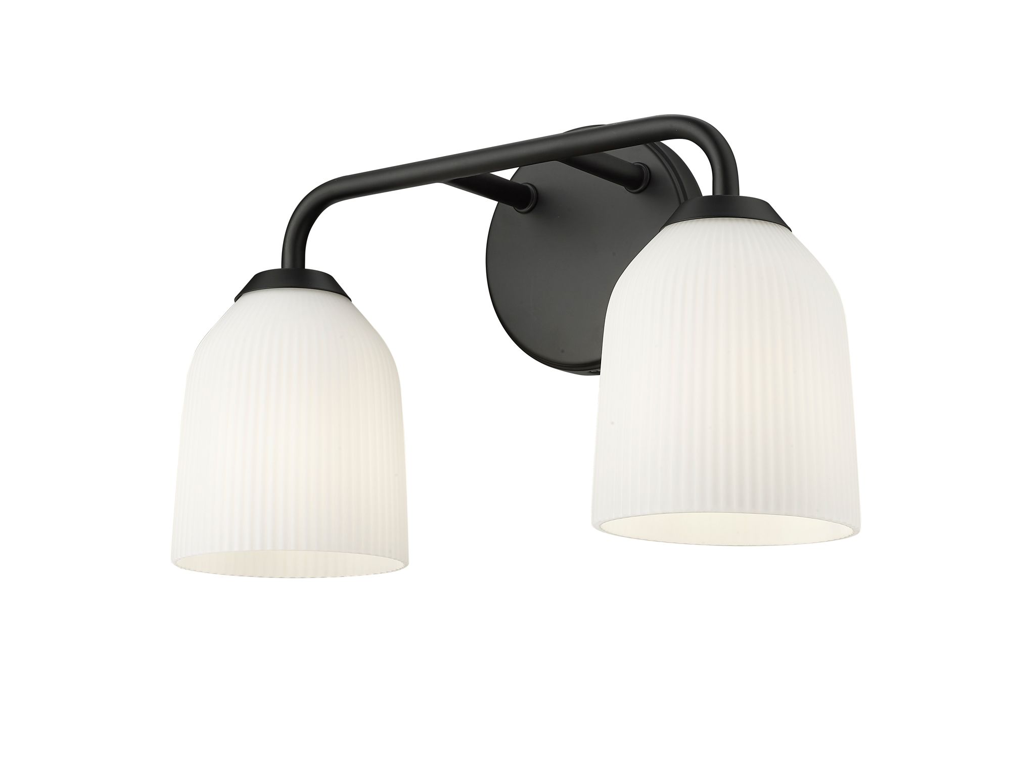 Image 4 Millennium Norah 2-Light 15" Matte Black Vanity Light with Glass Shade more views