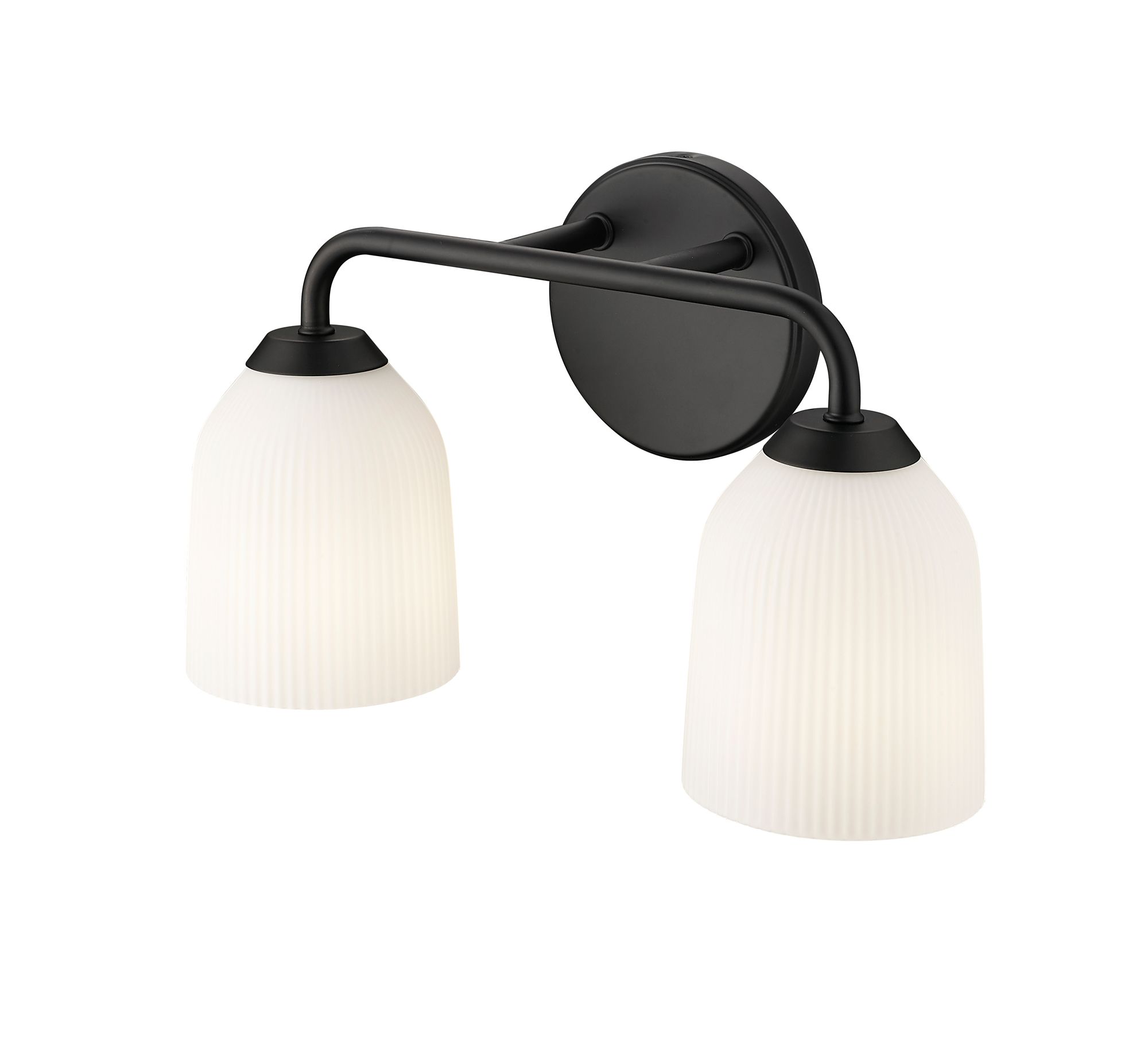Image 5 Millennium Norah 2-Light 15" Matte Black Vanity Light with Glass Shade more views