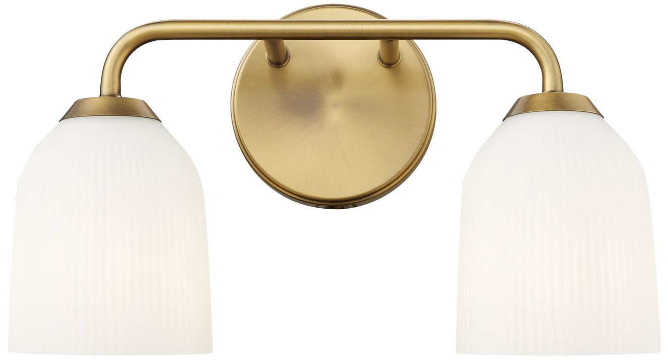 Image 2 Millennium Norah 2-Light 15" Vintage Brass Vanity Light with Glass Shade