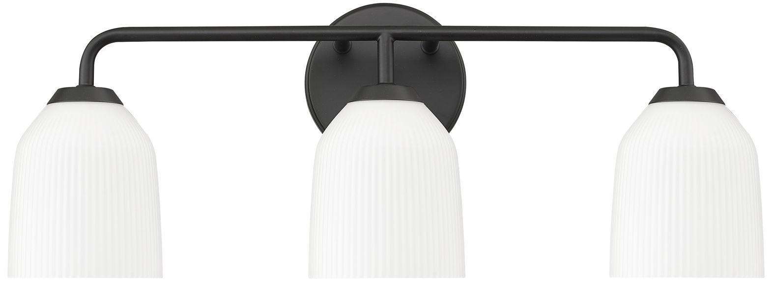 Millennium Norah 3-Light 22.75" Matte Black Vanity Light with Glass Shade