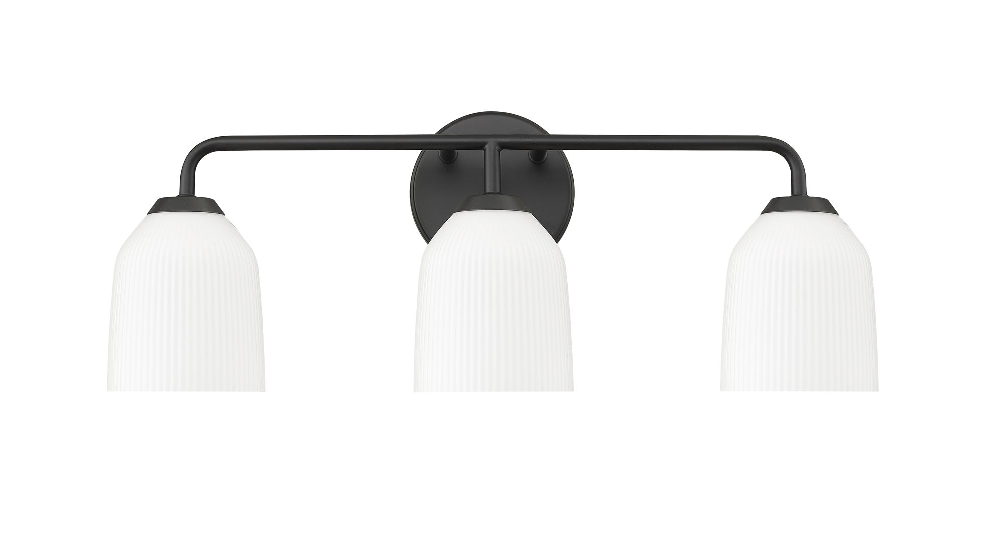 Image 3 Millennium Norah 3-Light 22.75" Matte Black Vanity Light with Glass Shade more views
