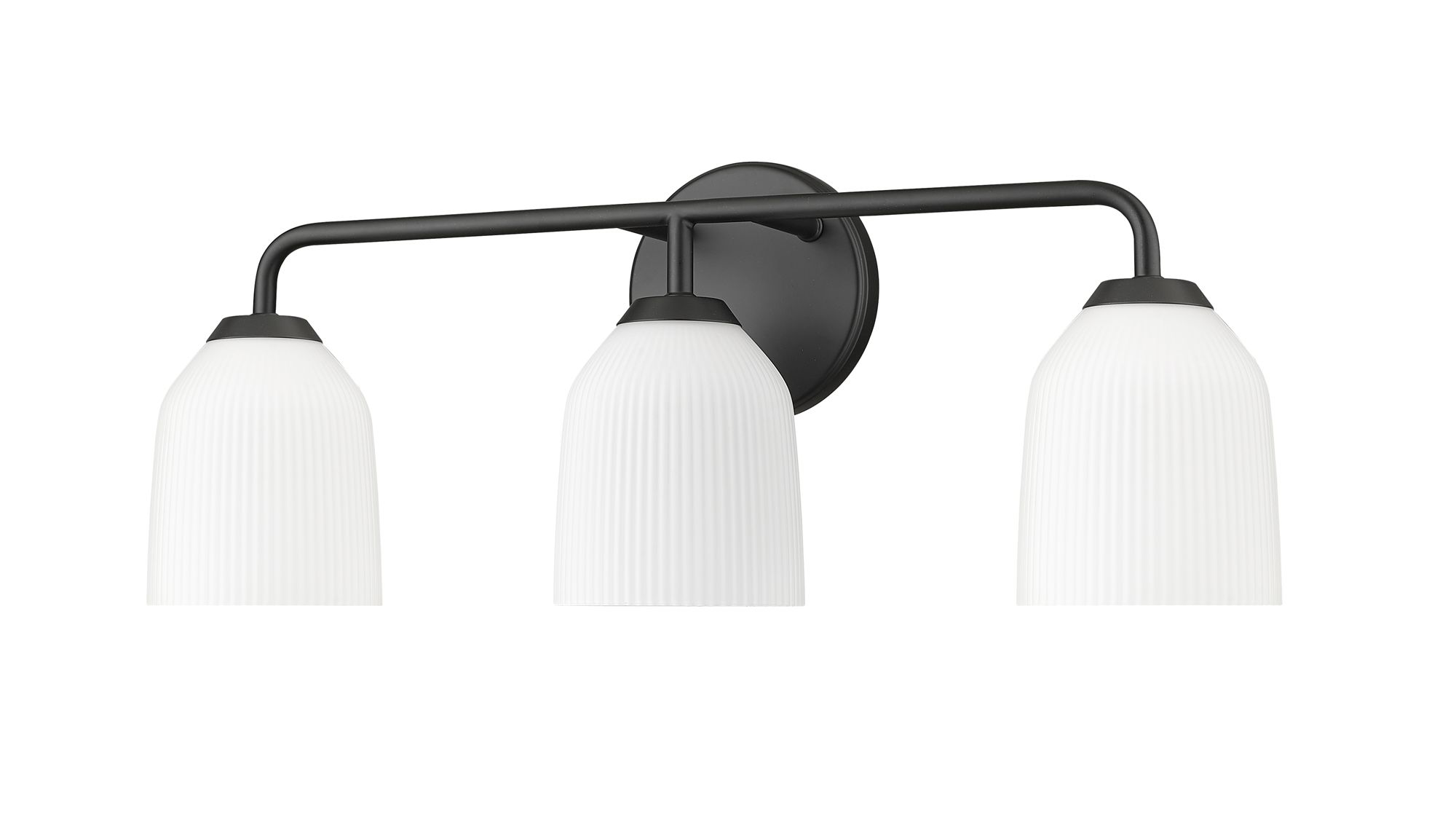 Image 4 Millennium Norah 3-Light 22.75" Matte Black Vanity Light with Glass Shade more views