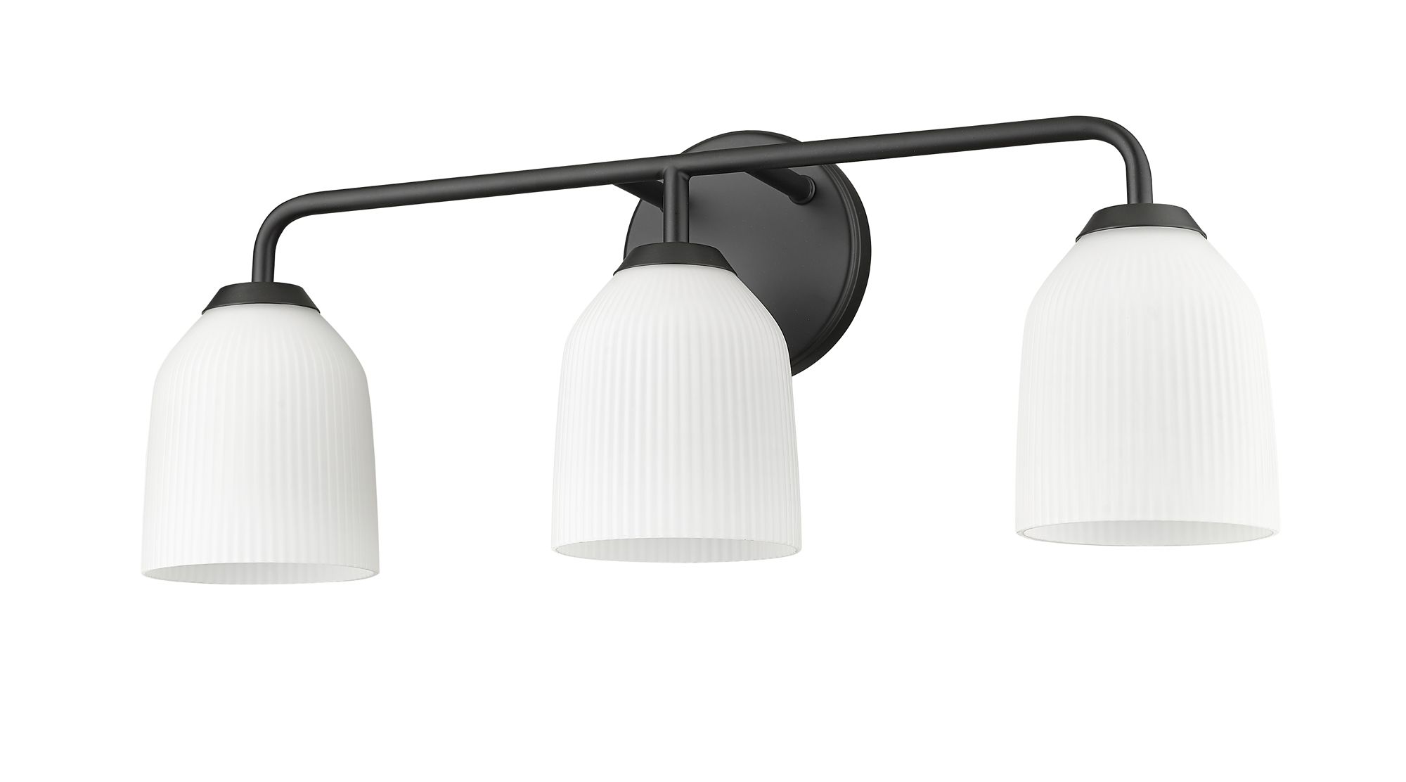 Image 5 Millennium Norah 3-Light 22.75" Matte Black Vanity Light with Glass Shade more views