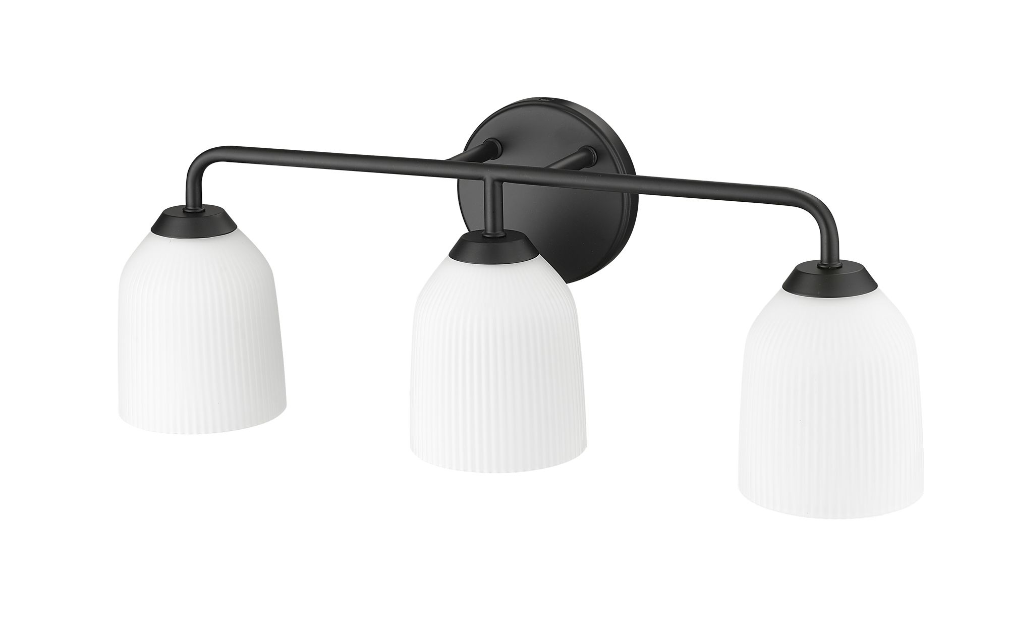 Image 6 Millennium Norah 3-Light 22.75" Matte Black Vanity Light with Glass Shade more views