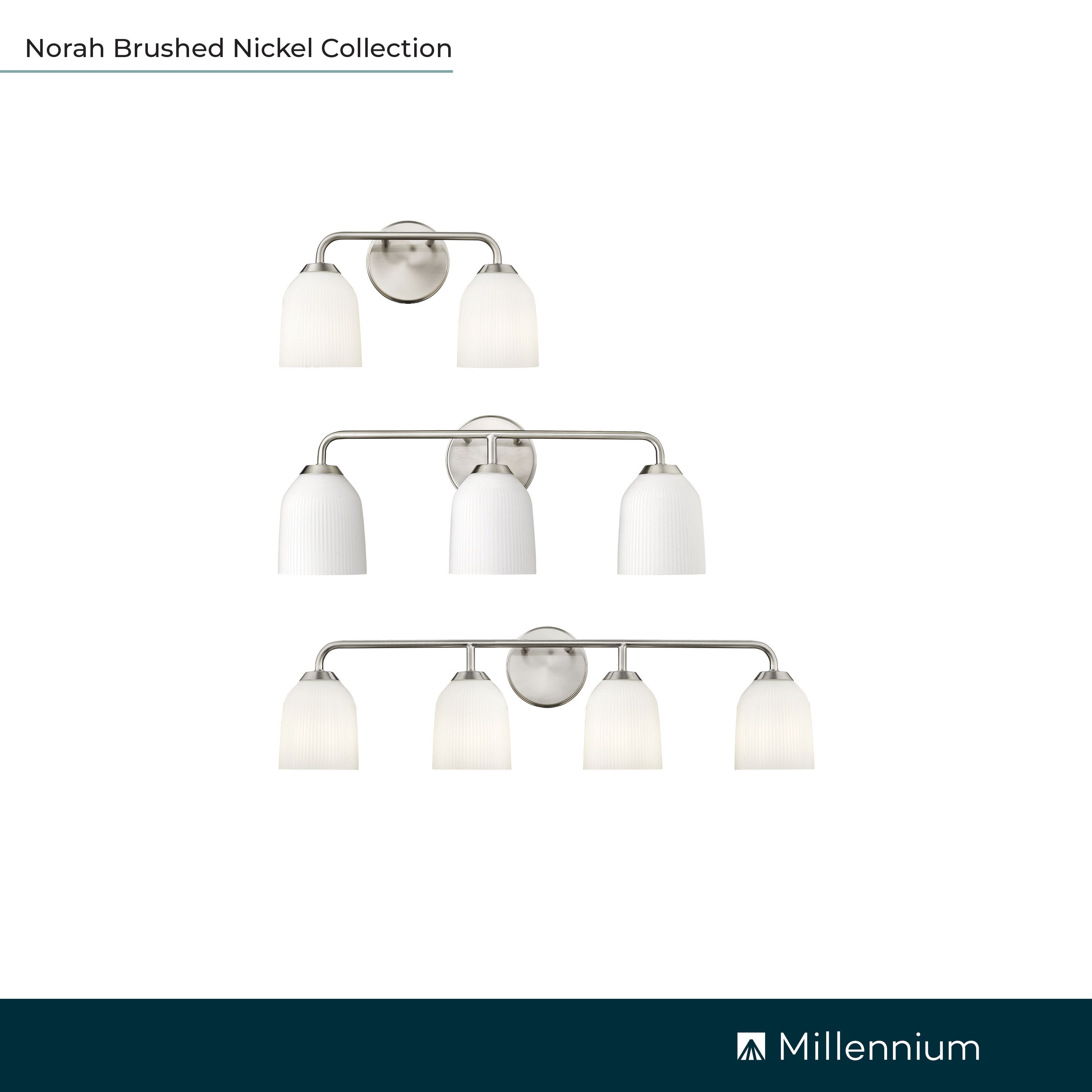 Millennium Norah 4-Light 32" Brushed Nickel Vanity Light with Glass Shade