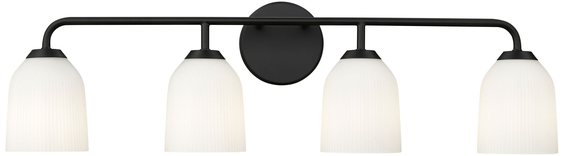 Millennium Norah 4-Light 32" Matte Black Vanity Light with Glass Shade