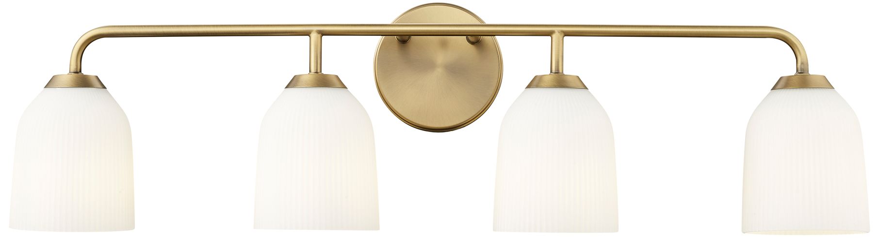Millennium Norah 4-Light 32" Vintage Brass Vanity Light with Glass Shade