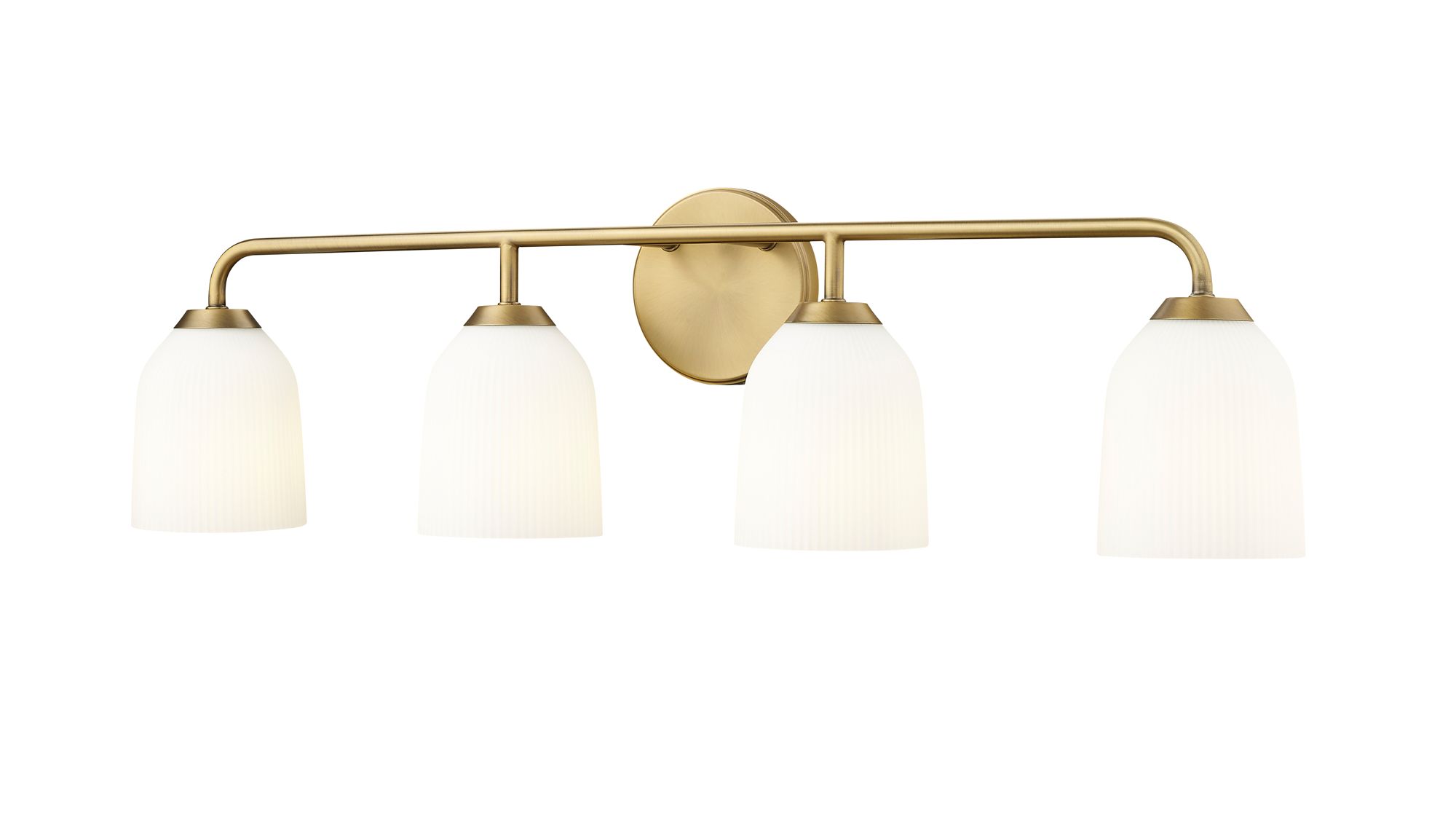 Image 3 Millennium Norah 4-Light 32" Vintage Brass Vanity Light with Glass Shade more views