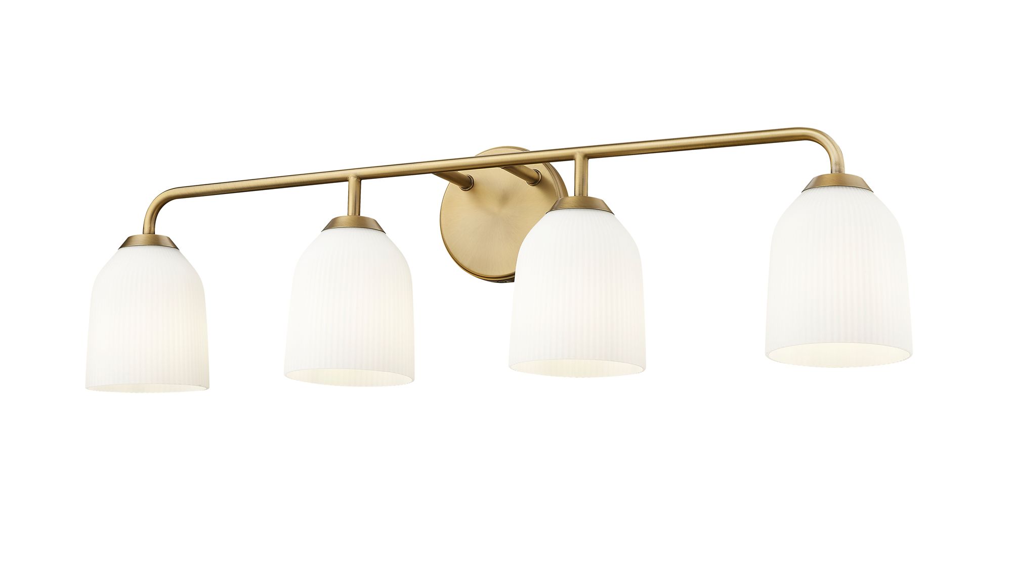 Image 4 Millennium Norah 4-Light 32" Vintage Brass Vanity Light with Glass Shade more views