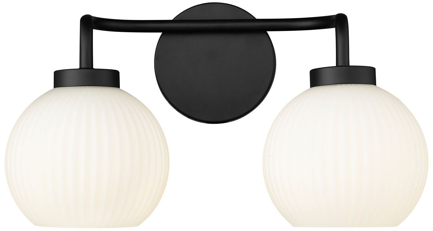 Millennium Oprah 2-Light 15" Matte Black Vanity Light with Glass Shade