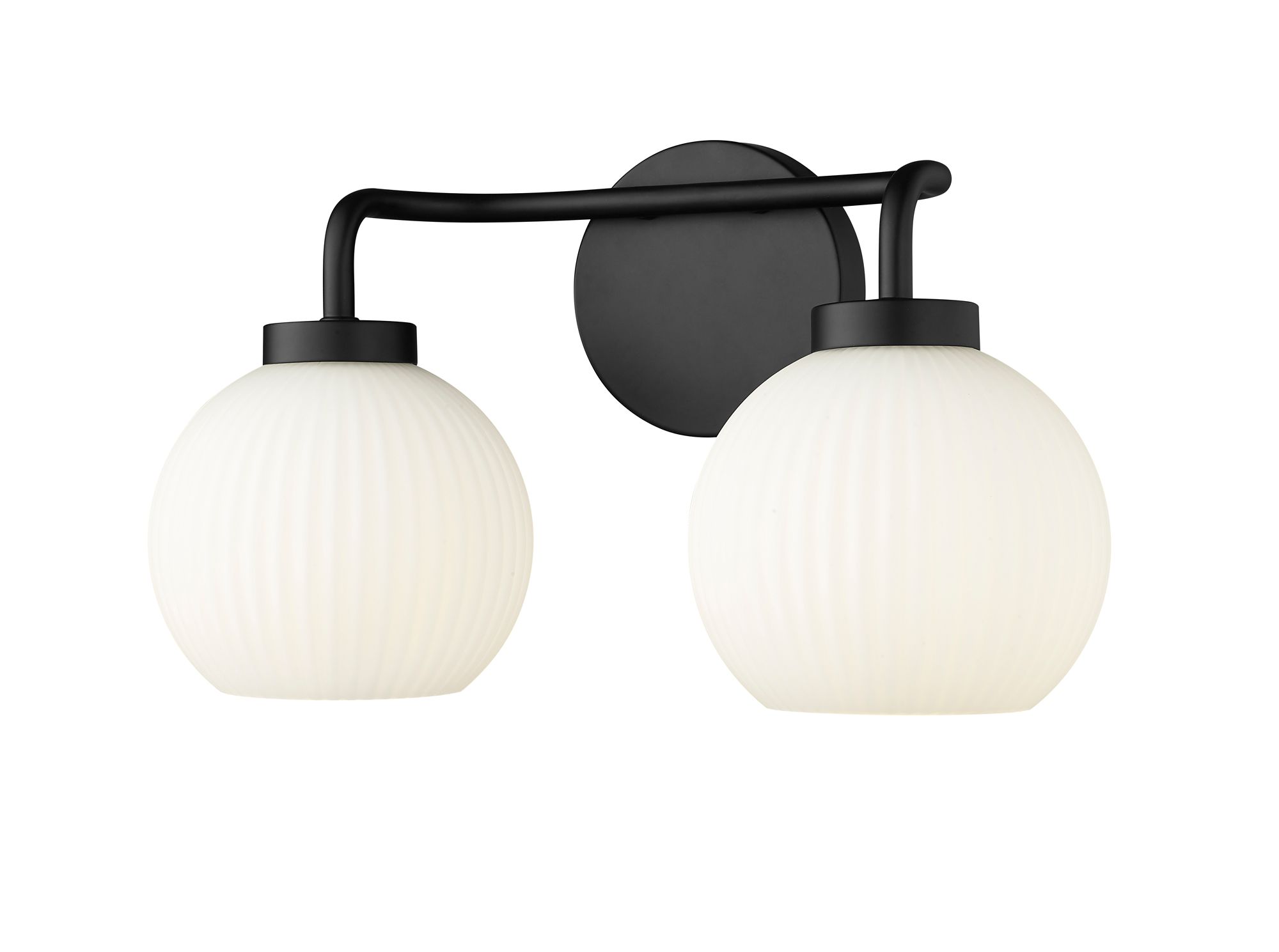 Image 3 Millennium Oprah 2-Light 15" Matte Black Vanity Light with Glass Shade more views