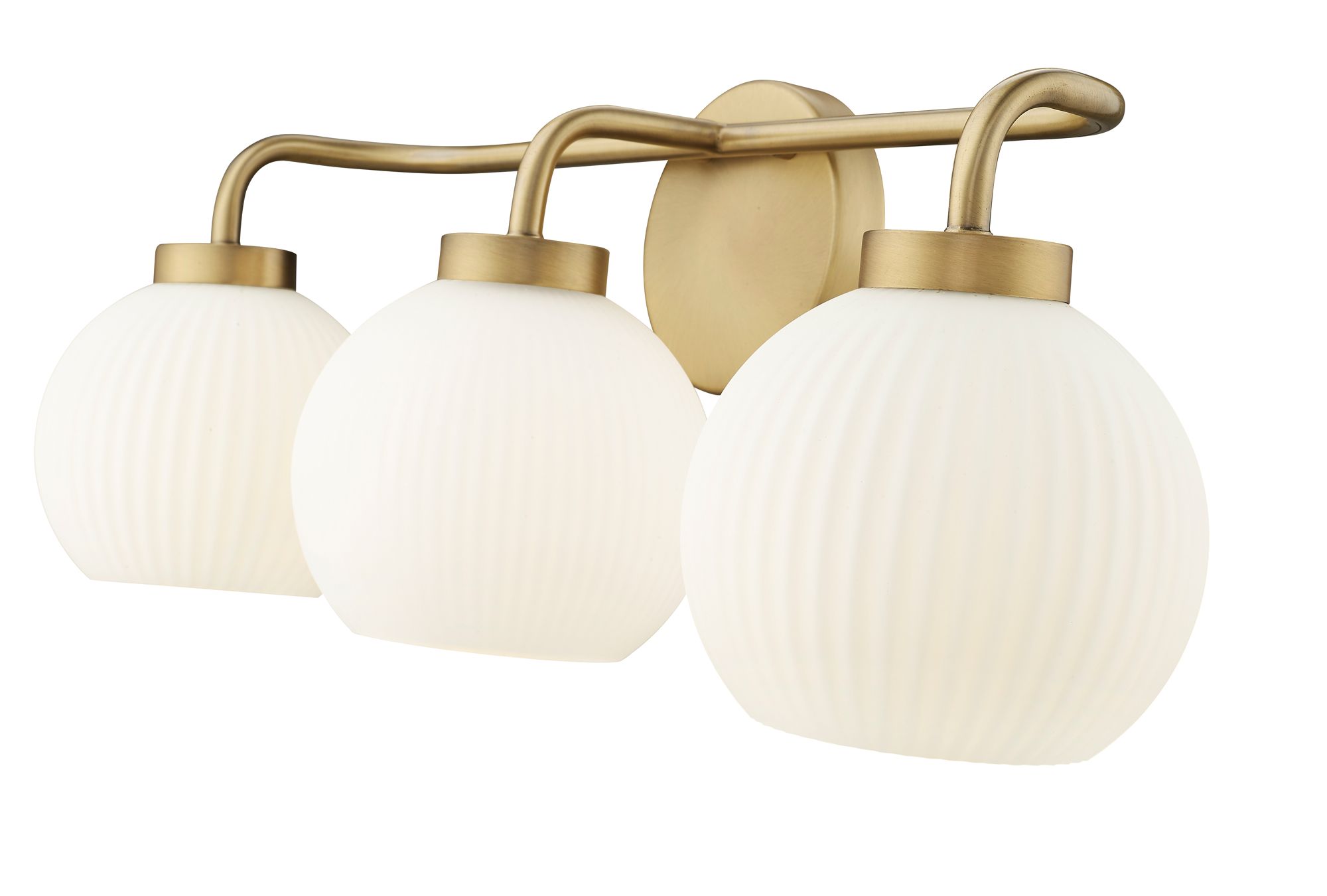 Image 6 Millennium Oprah 3-Light 24" Vintage Brass Vanity Light with Glass Shade more views