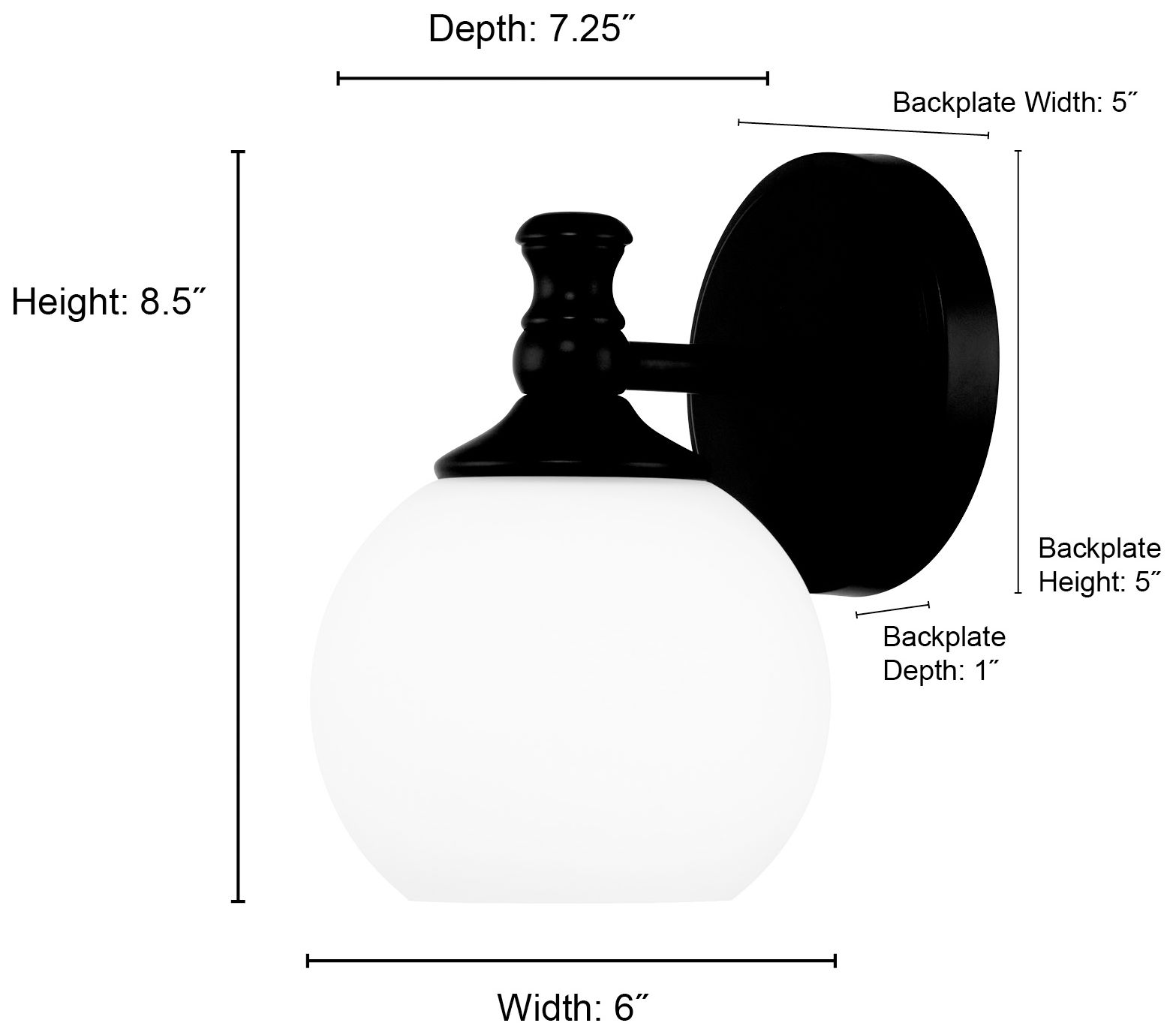 Millennium Orlisse 1-Light 6" Matte Black Wall Sconce with Glass Shade