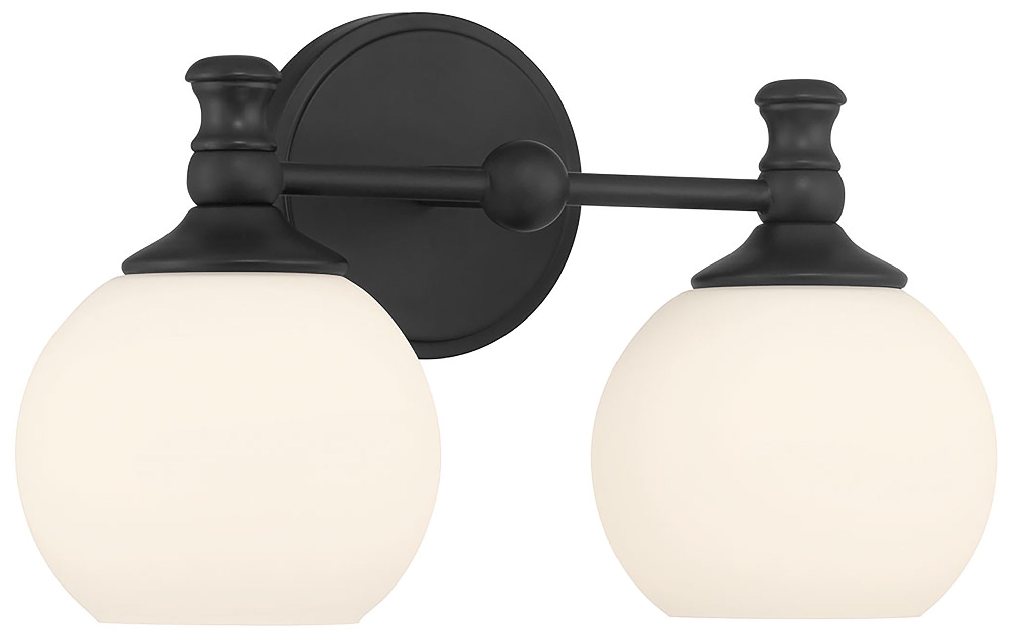 Millennium Orlisse 2-Light 14.75" Matte Black Vanity Light with Glass Shade