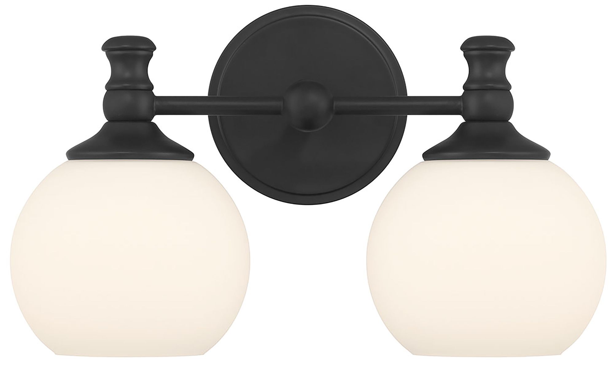 Image 3 Millennium Orlisse 2-Light 14.75" Matte Black Vanity Light with Glass Shade more views