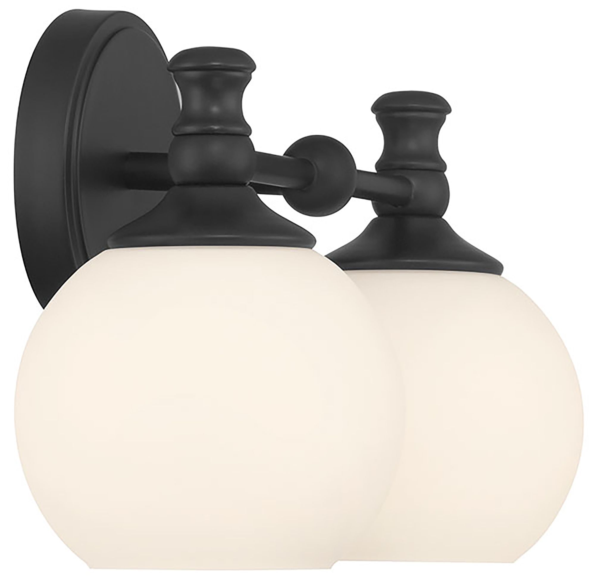 Image 4 Millennium Orlisse 2-Light 14.75" Matte Black Vanity Light with Glass Shade more views