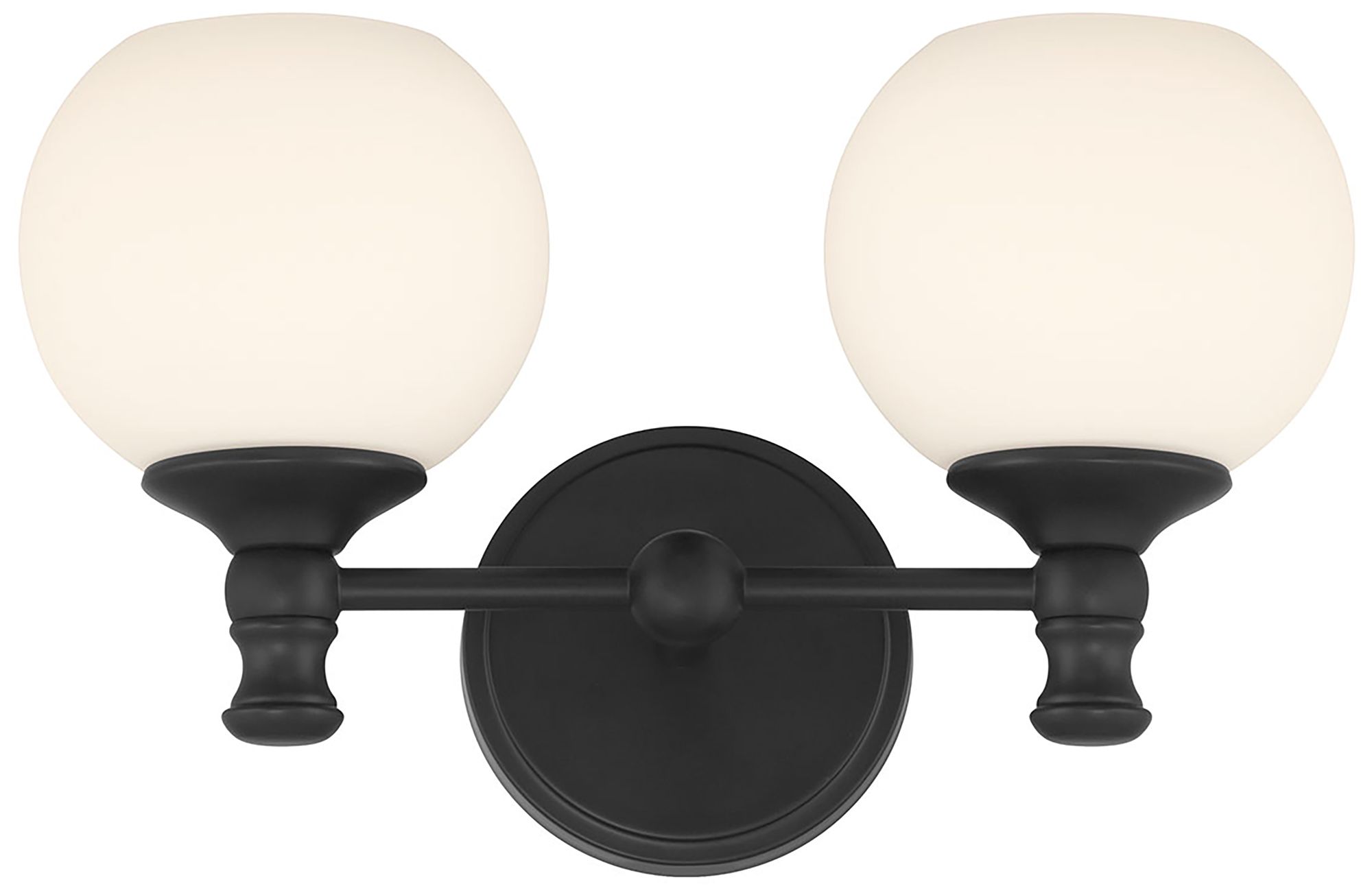 Image 5 Millennium Orlisse 2-Light 14.75" Matte Black Vanity Light with Glass Shade more views