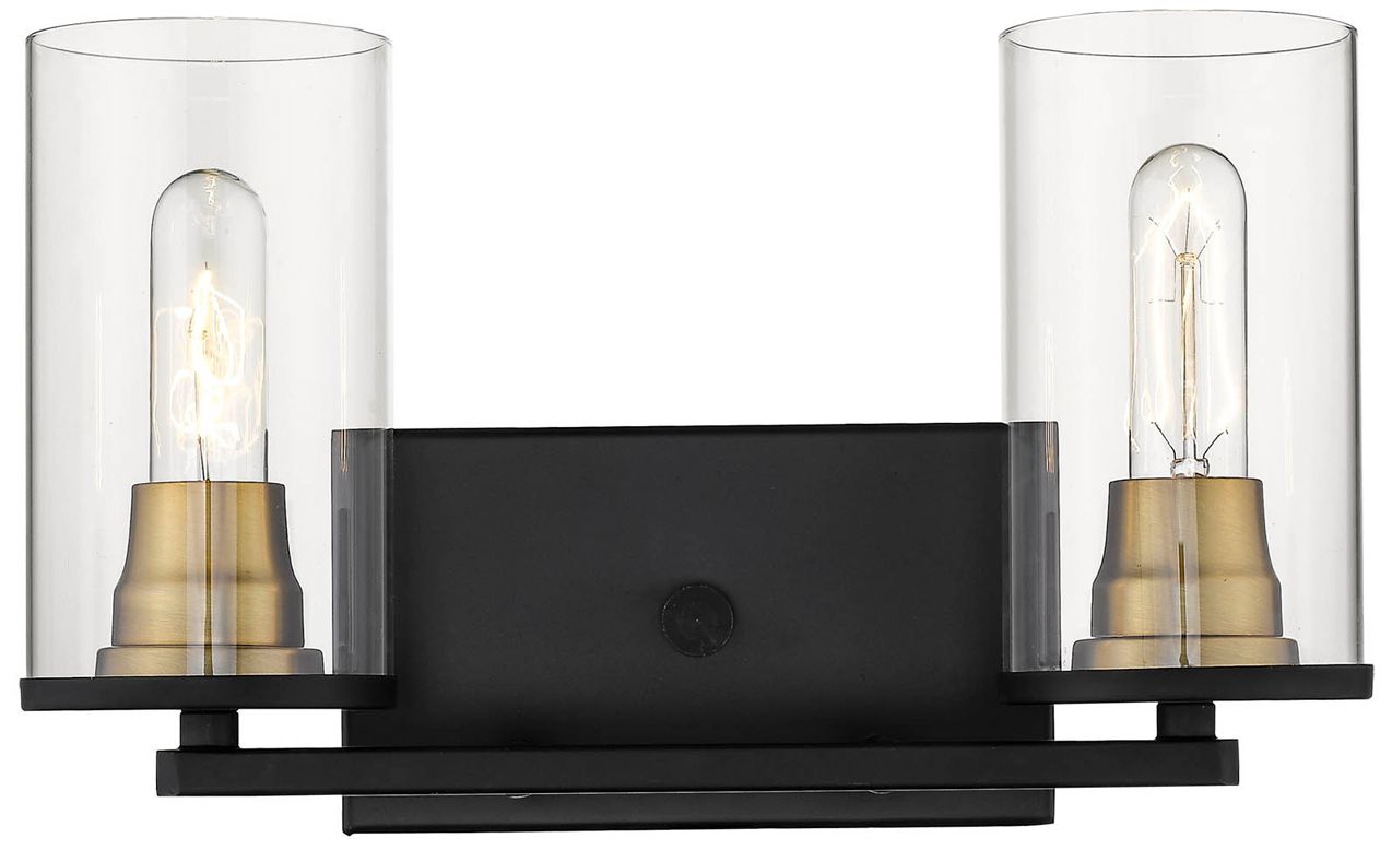 Millennium Pasadena 2-Light 14.75" Matte Black/Heirloom Bronze Vanity Light