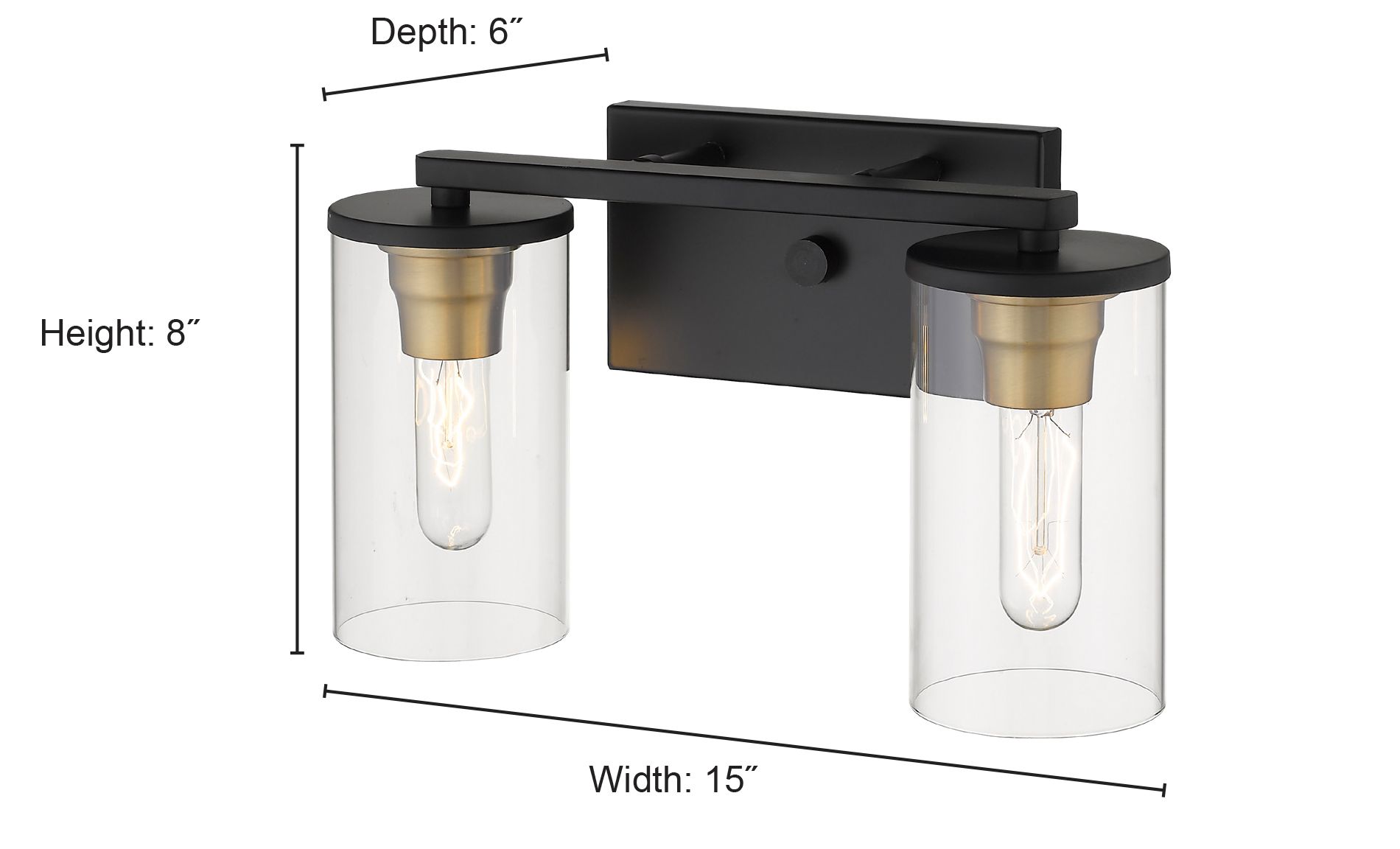 Image 2 Millennium Pasadena 2-Light 14.75" Matte Black/Heirloom Bronze Vanity Light more views