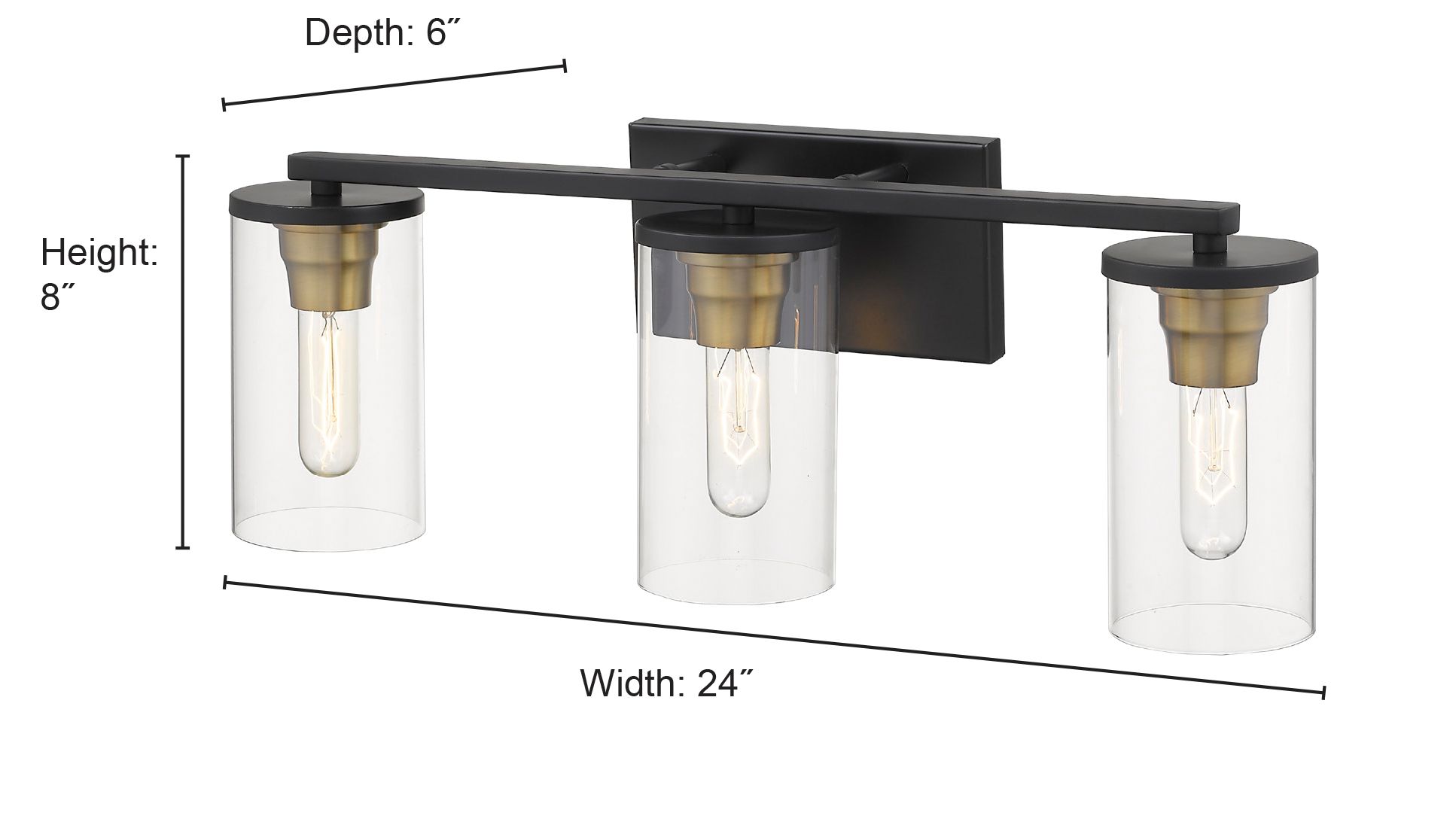 Image 2 Millennium Pasadena 3-Light 23.75" Matte Black/Heirloom Bronze Vanity Light more views