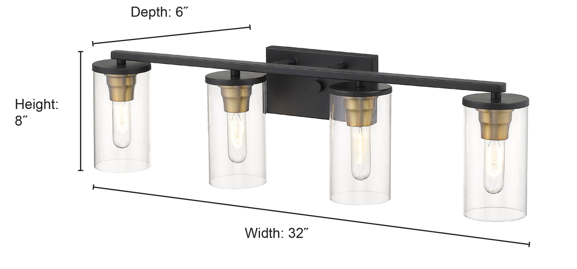 Thumbnail2 of Millennium Pasadena 4-Light 31.75" Matte Black/Heirloom Bronze Vanity Light more views