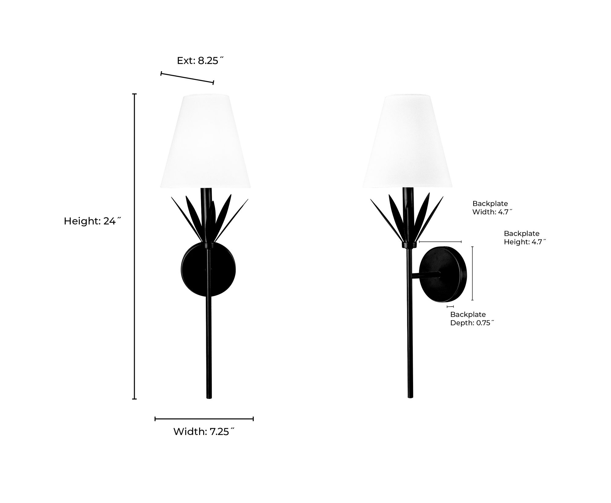 Image 6 Millennium Primrose 1-Light 7.25" Matte Black Wall Sconce with Cloth Shade more views