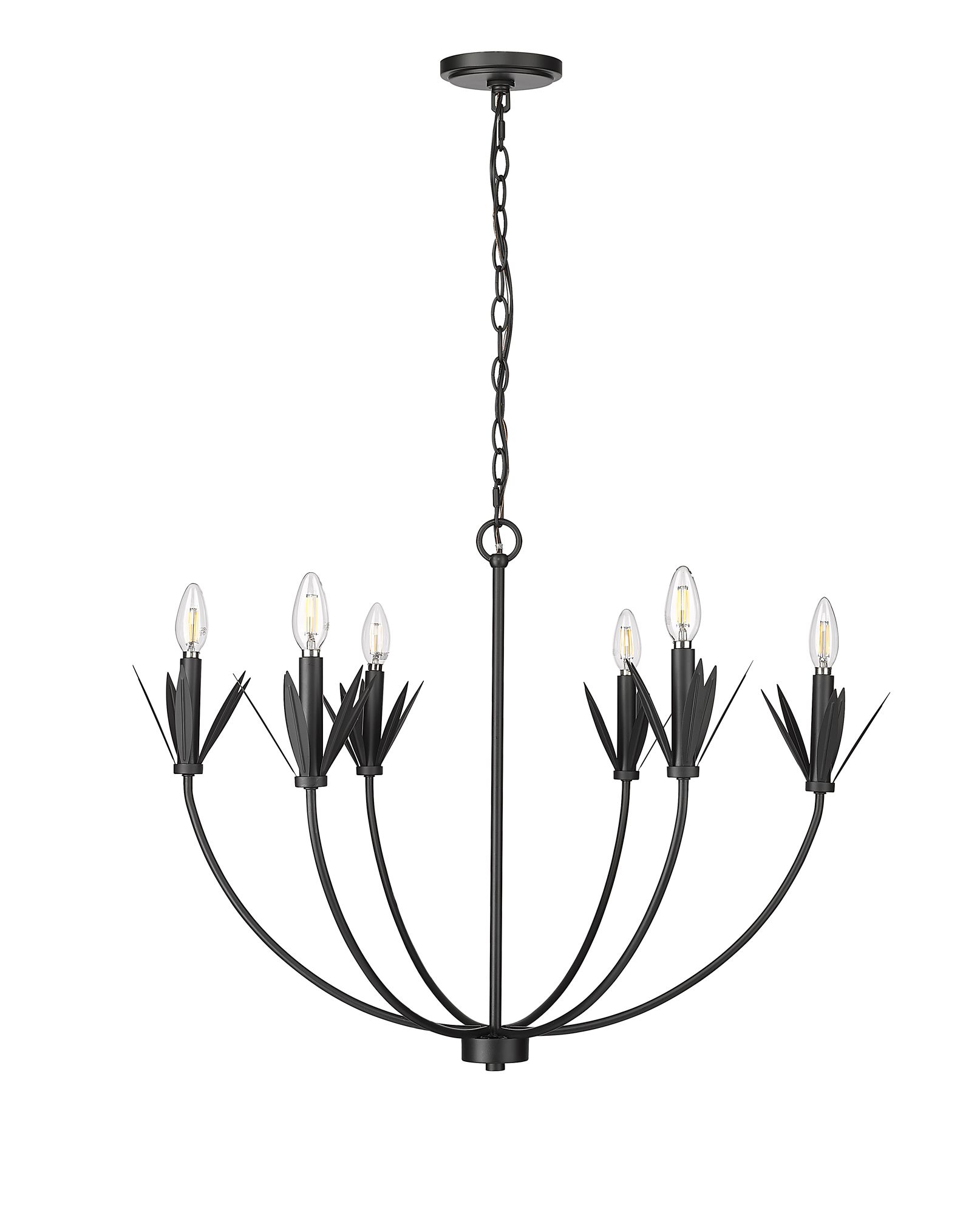Image 2 Millennium Primrose 6-Light 30.5" Matte Black Chandelier more views