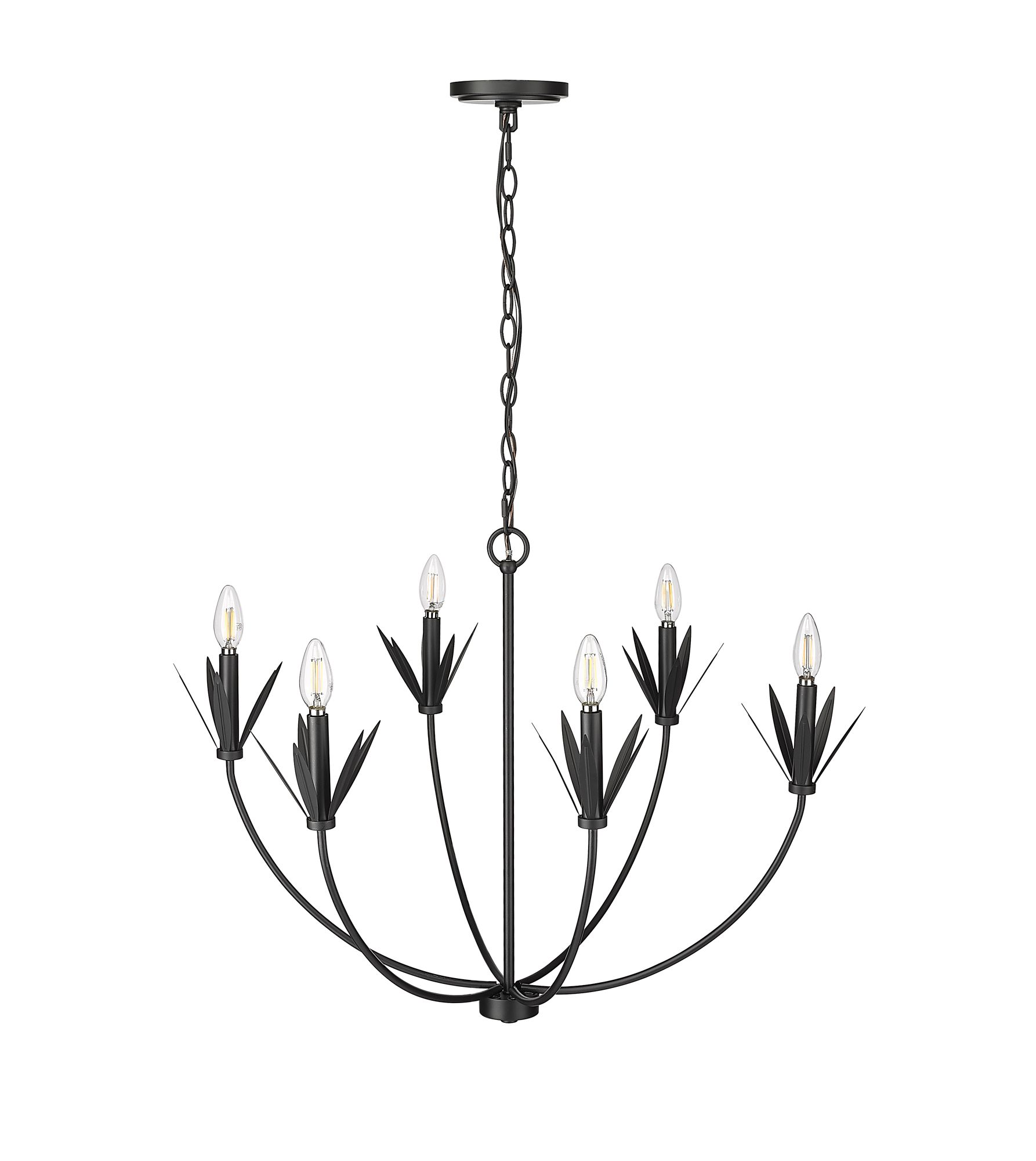 Image 5 Millennium Primrose 6-Light 30.5" Matte Black Chandelier more views
