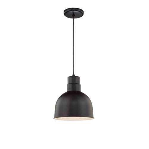 Image 2 Millennium R Series 1-Light 10" Satin Black Deep Bowl Pendant Light more views