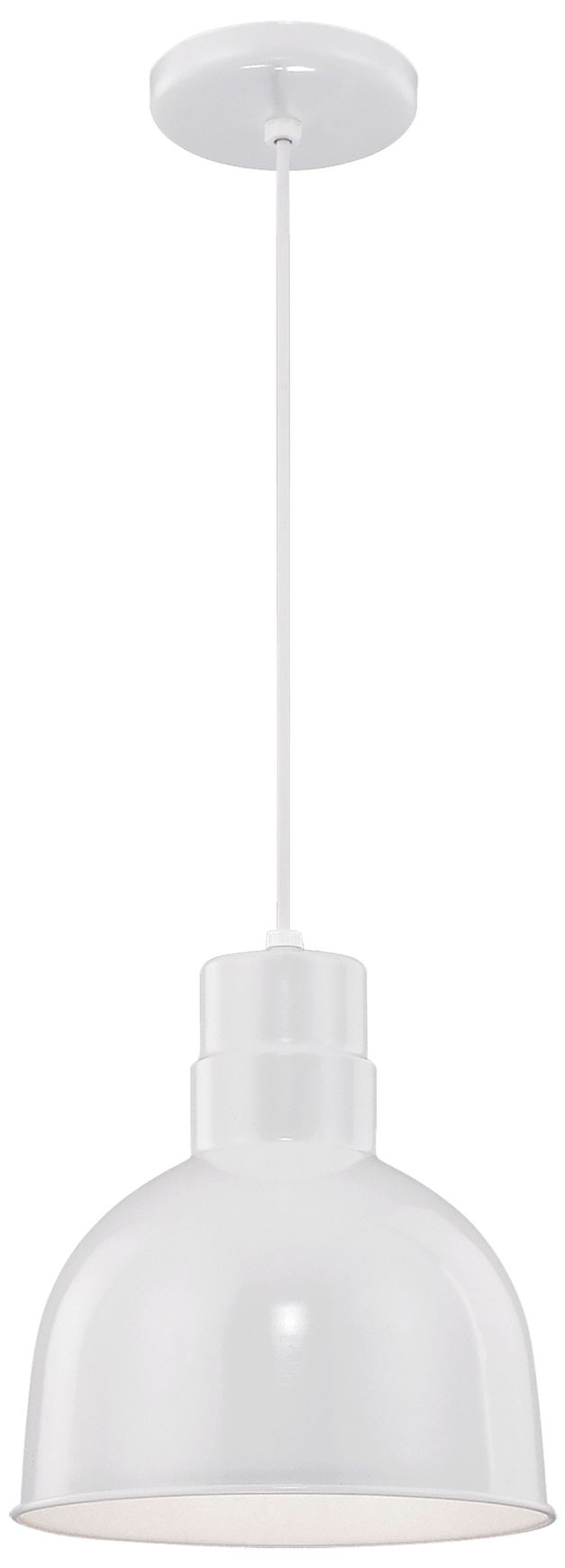 Millennium R Series 1-Light 10" White Deep Bowl Pendant Light