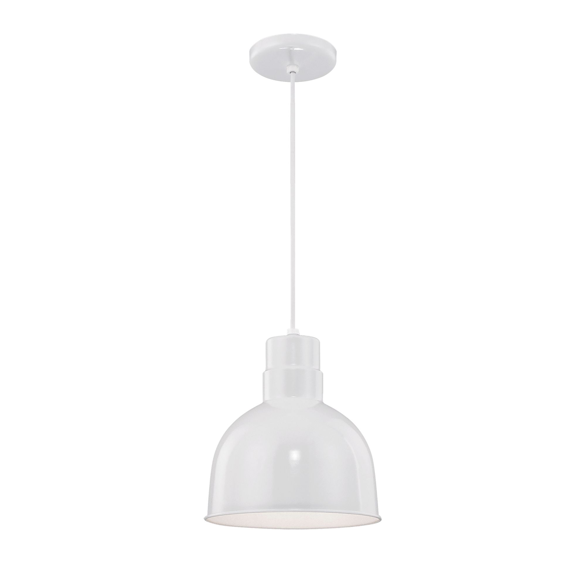 Image 2 Millennium R Series 1-Light 10" White Deep Bowl Pendant Light more views