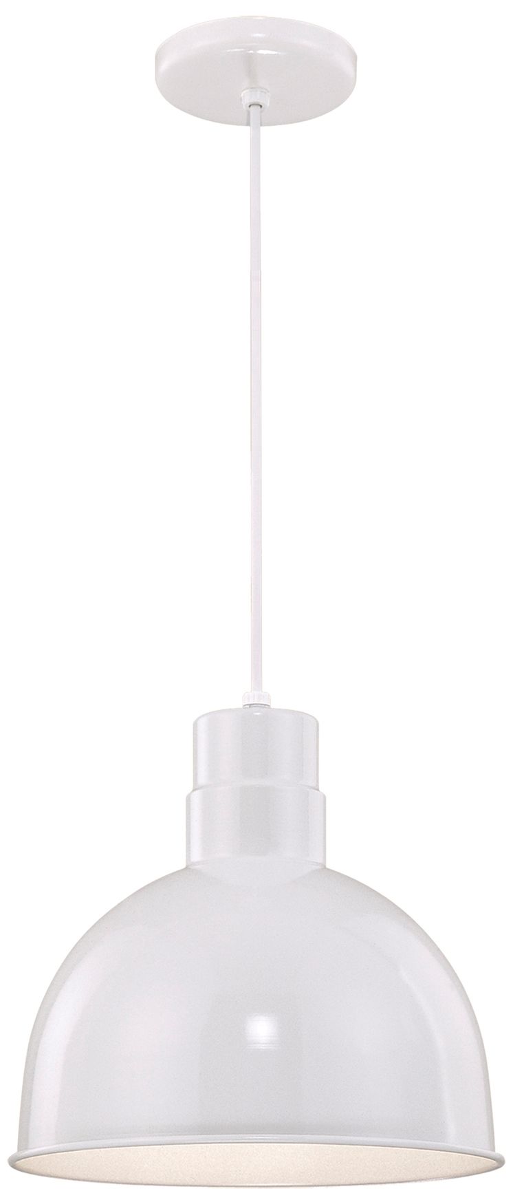 Millennium R Series 1-Light 12" White Deep Bowl Pendant Light