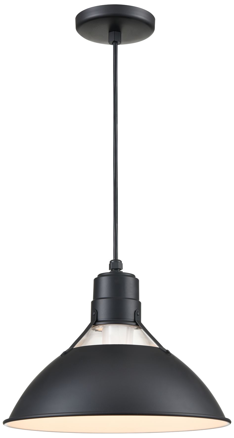 Image 2 Millennium R Series 1-Light 13" Satin Black Glass Cone Pendant Light