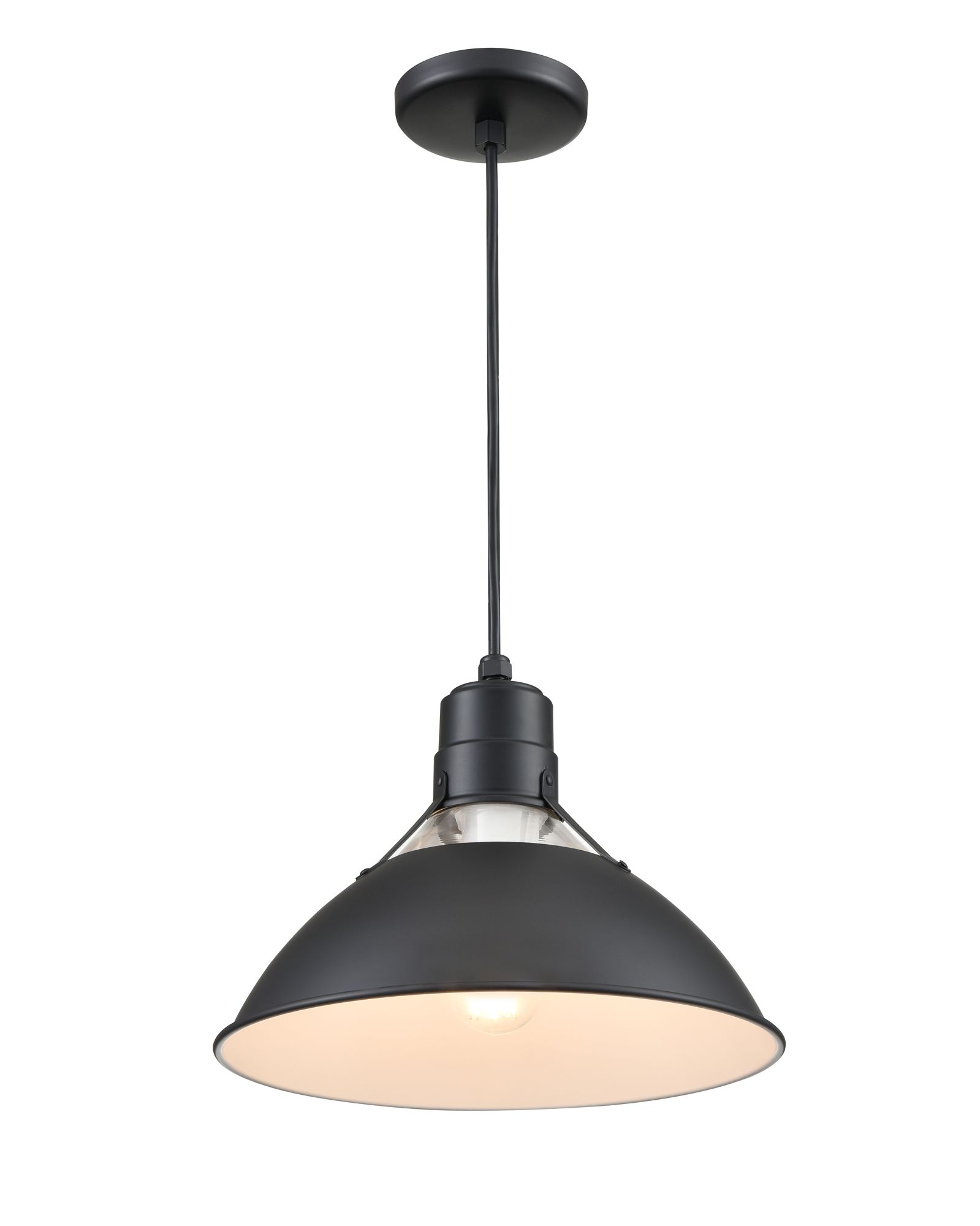 Image 4 Millennium R Series 1-Light 13" Satin Black Glass Cone Pendant Light more views