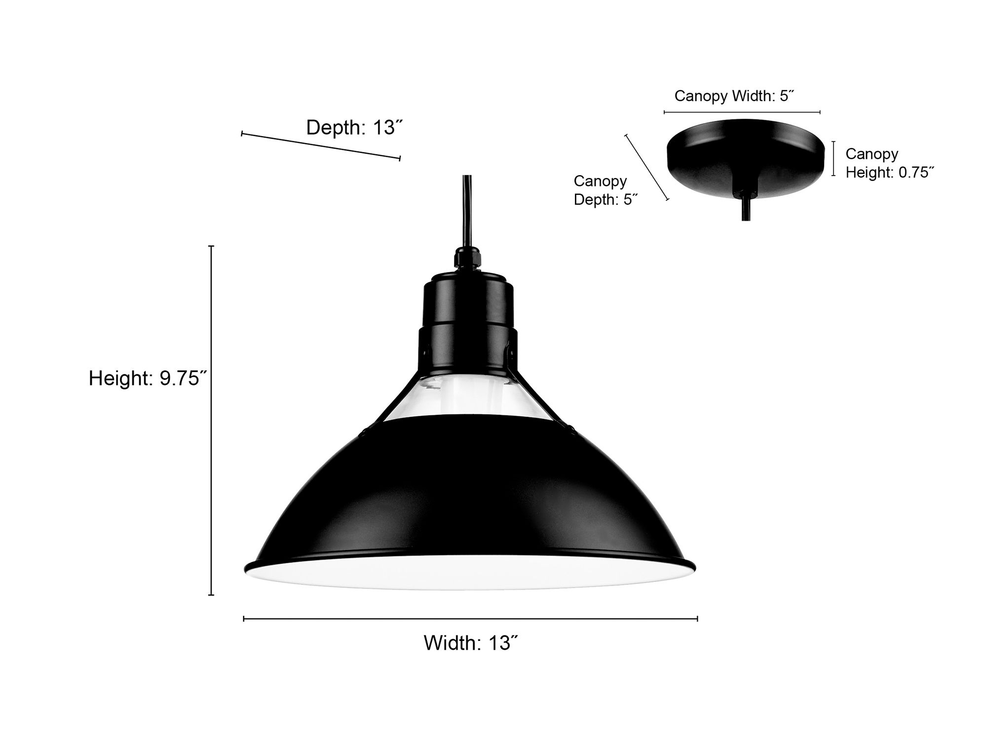 Millennium R Series 1-Light 13" Satin Black Glass Cone Pendant Light