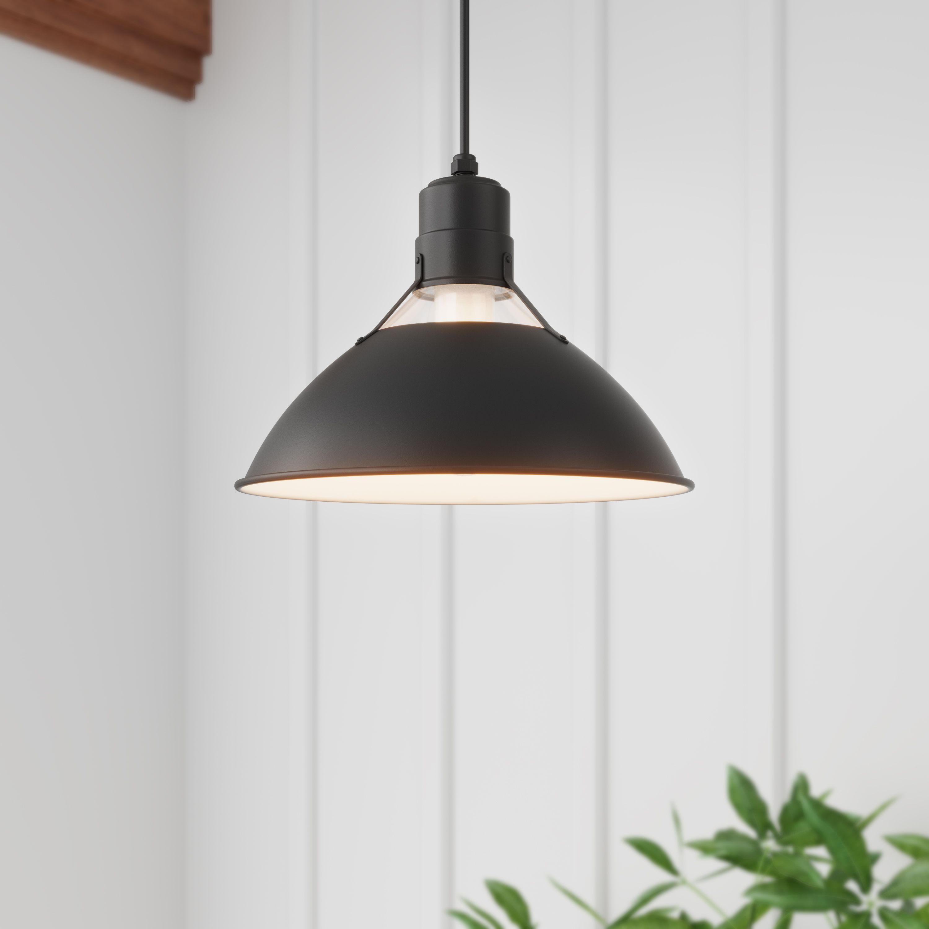 Millennium R Series 1-Light 13" Satin Black Glass Cone Pendant Light
