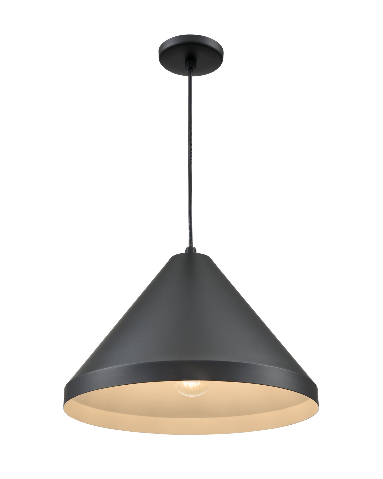 Image 3 Millennium R Series 1-Light 13" Satin Black Cord Hung Cone with Shade more views