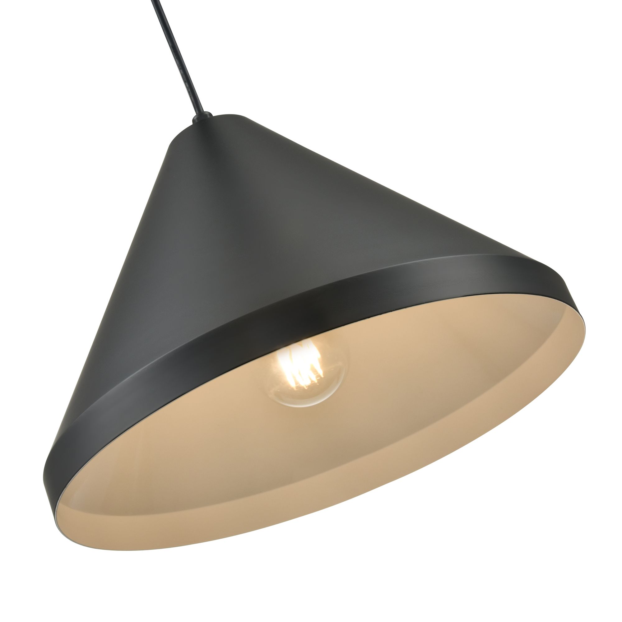 Image 5 Millennium R Series 1-Light 13" Satin Black Cord Hung Cone with Shade more views