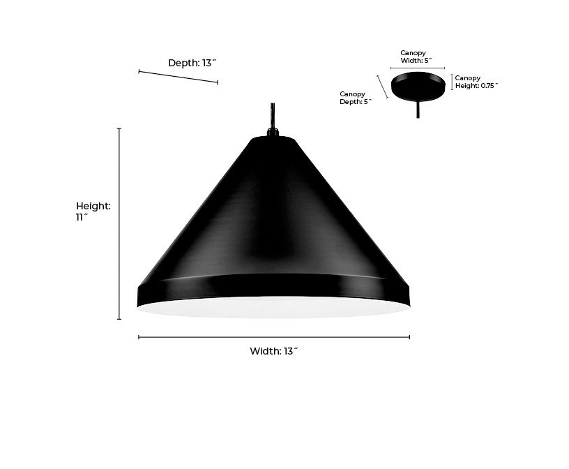 Image 6 Millennium R Series 1-Light 13" Satin Black Cord Hung Cone with Shade more views